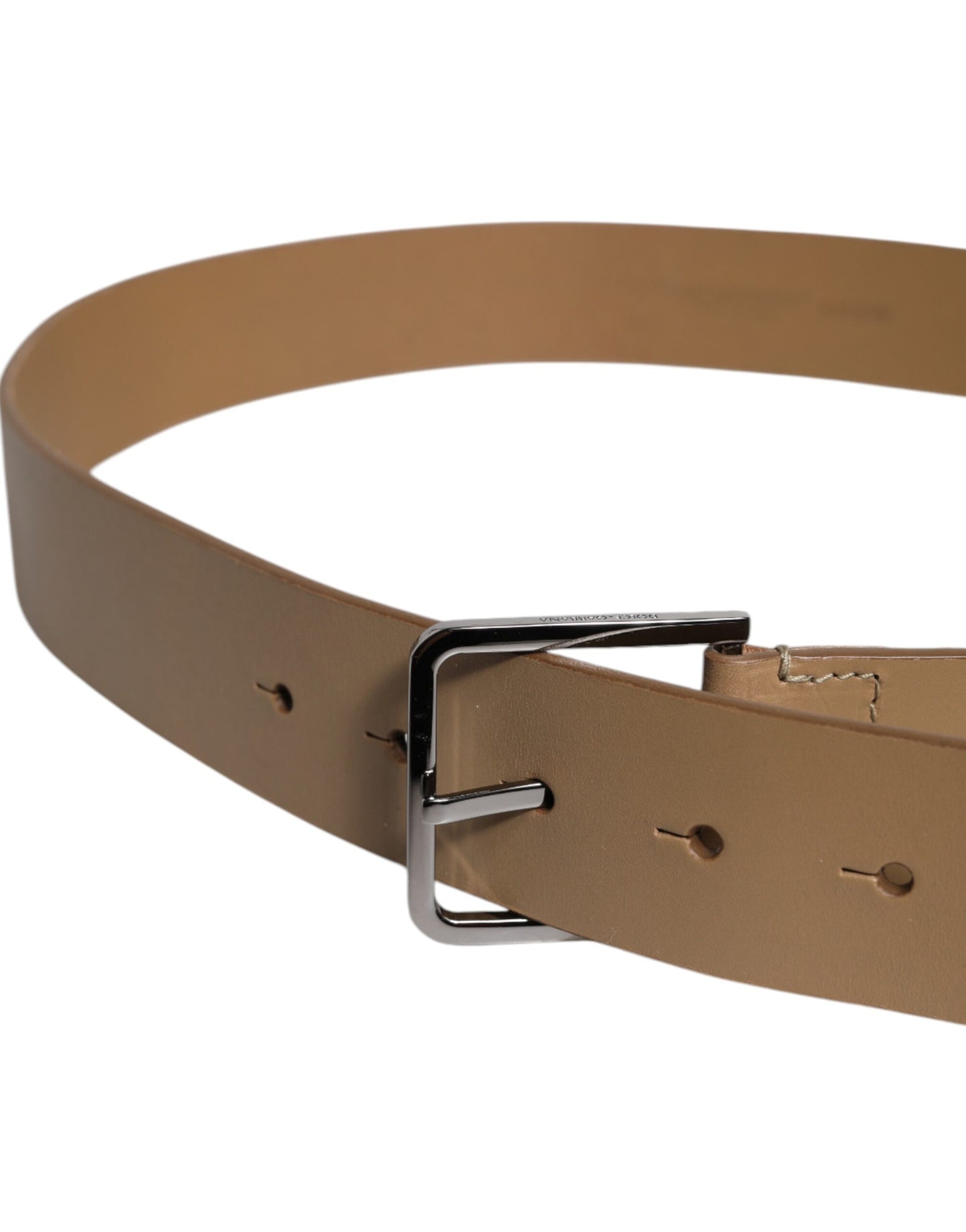 Ceinture classique en cuir marron Dolce & Gabbana avec boucle en métal et logo