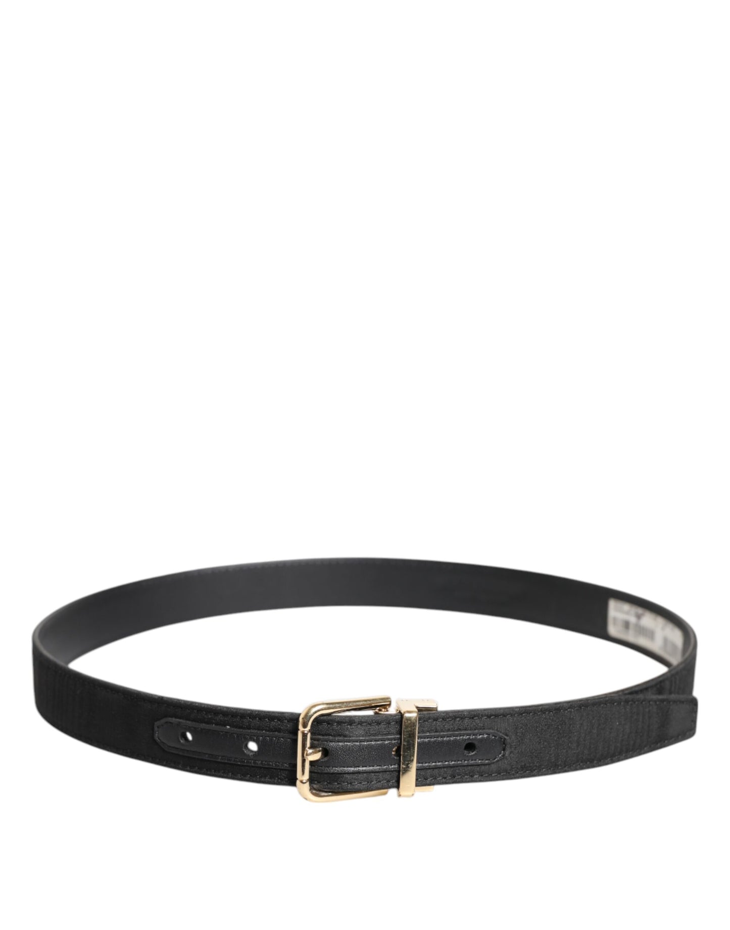 Ceinture classique noire à boucle logo en métal doré Dolce & Gabbana