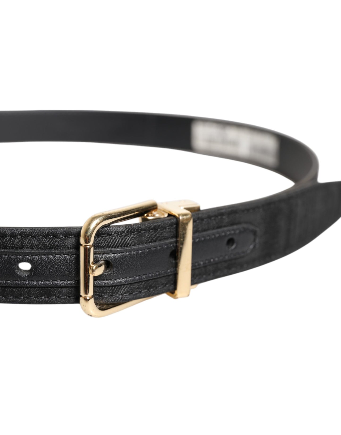 Ceinture classique noire à boucle logo en métal doré Dolce & Gabbana