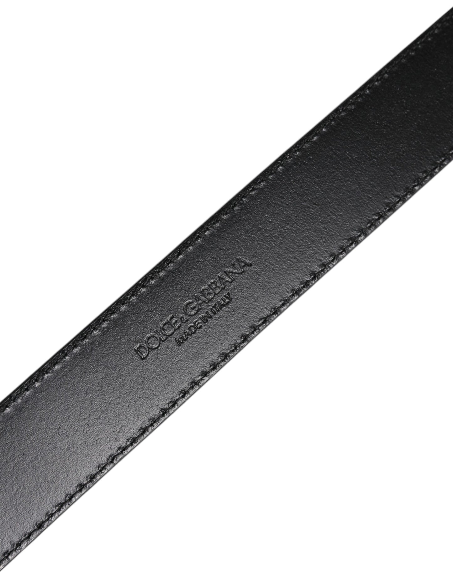 Ceinture classique en cuir argenté Dolce & Gabbana avec boucle en métal et logo
