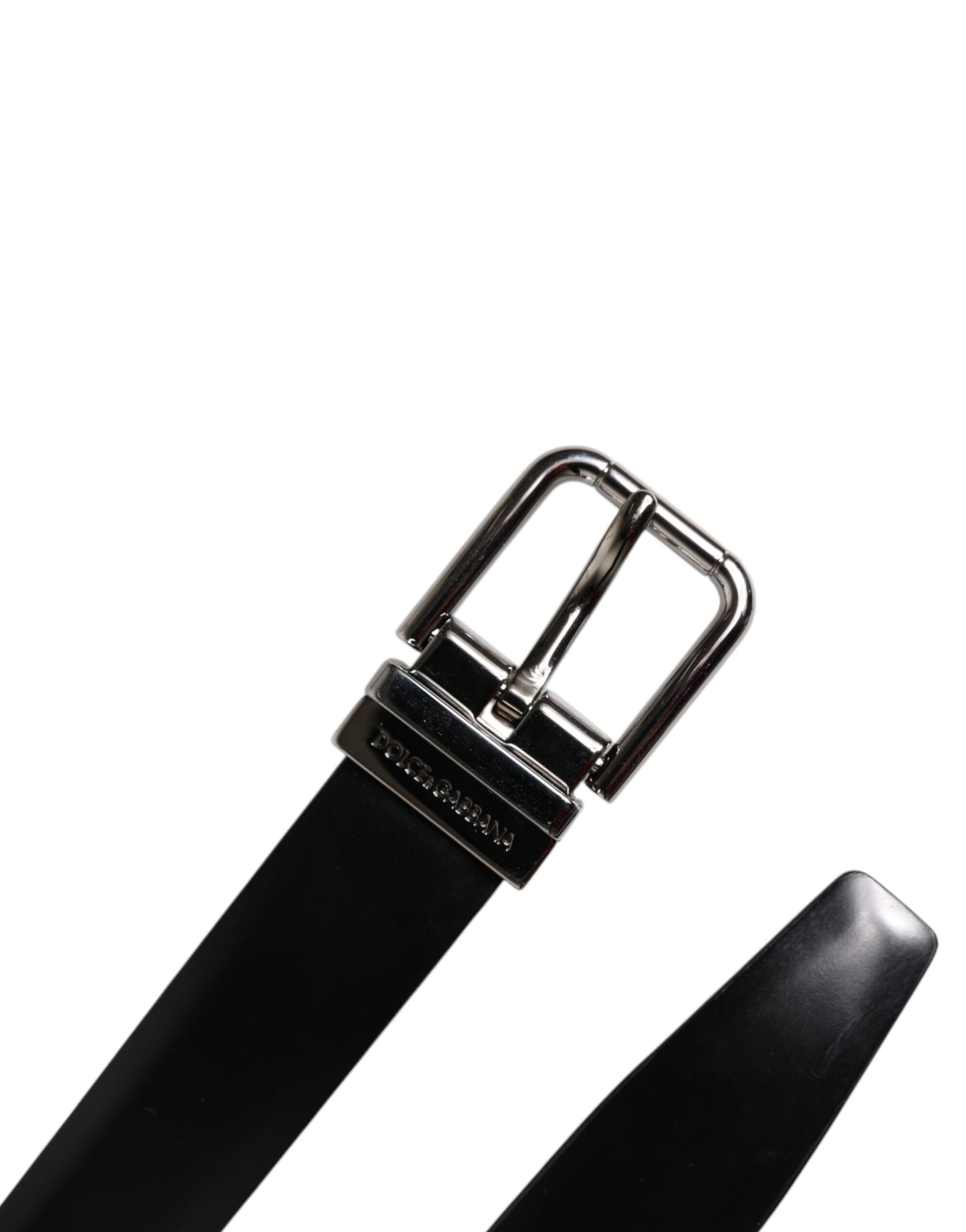 Ceinture classique à boucle en cuir noir uni Dolce & Gabbana