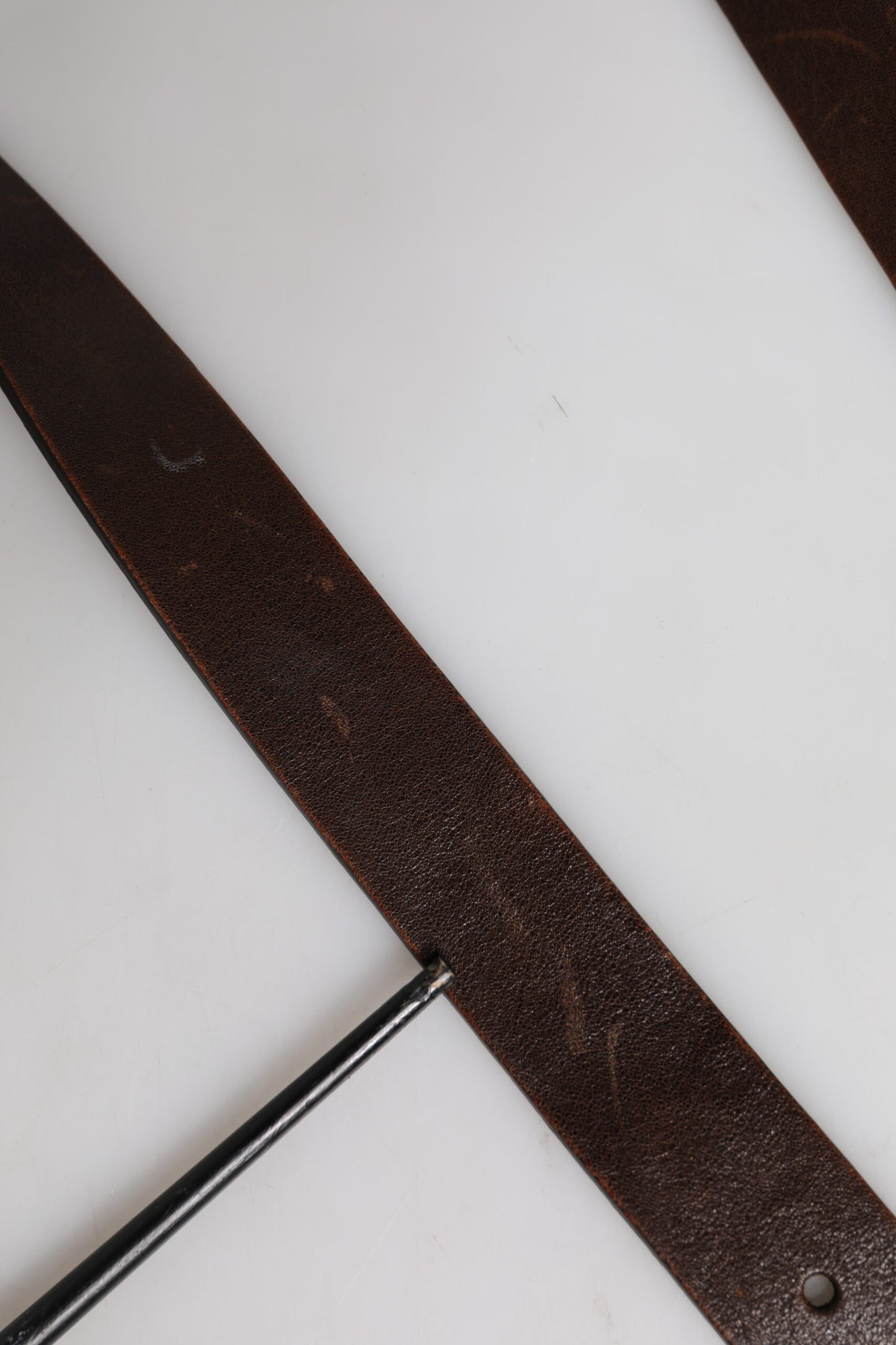 Ceinture classique en cuir marron Dolce & Gabbana avec boucle en métal et logo