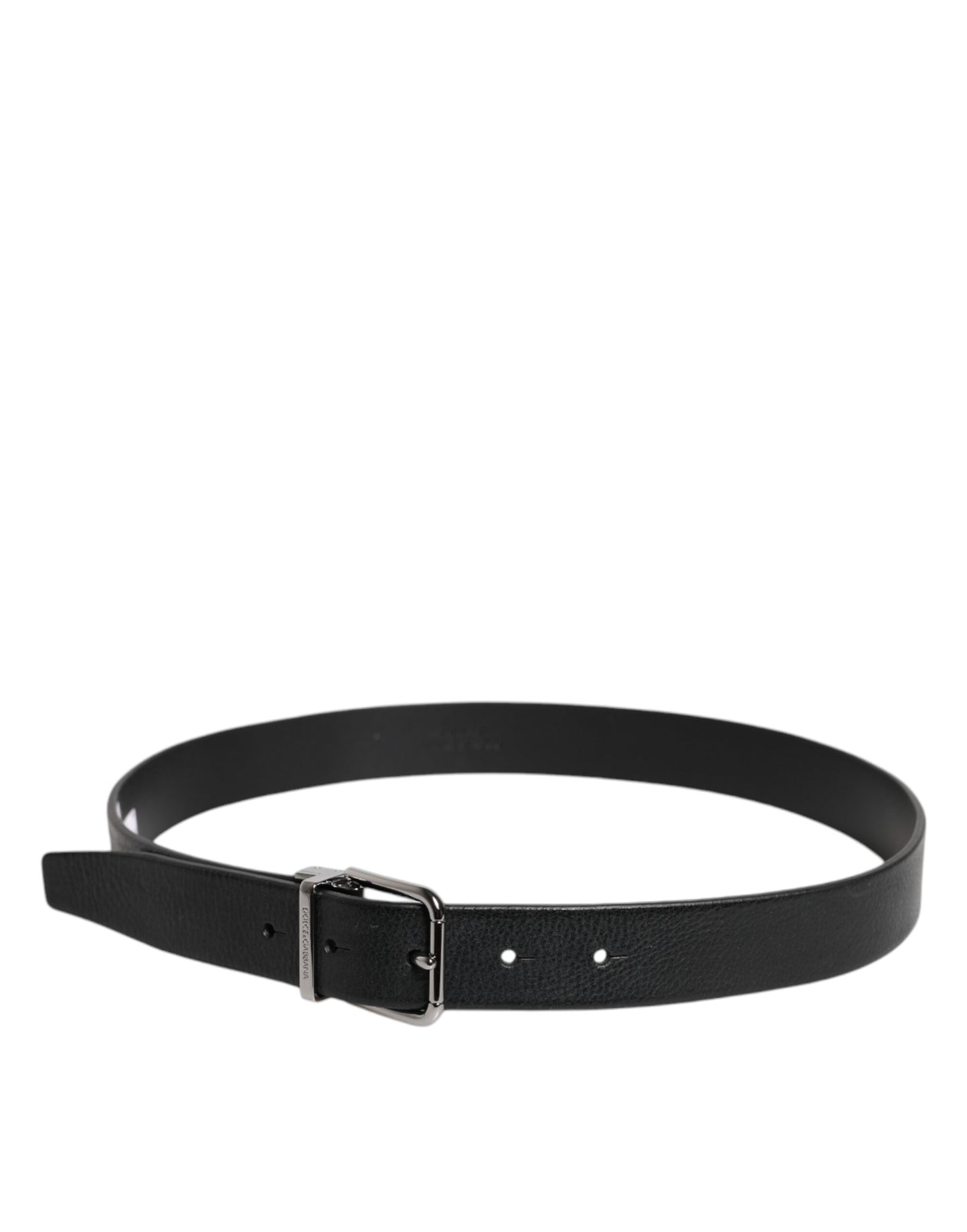 Ceinture classique en cuir noir Dolce & Gabbana avec boucle en métal