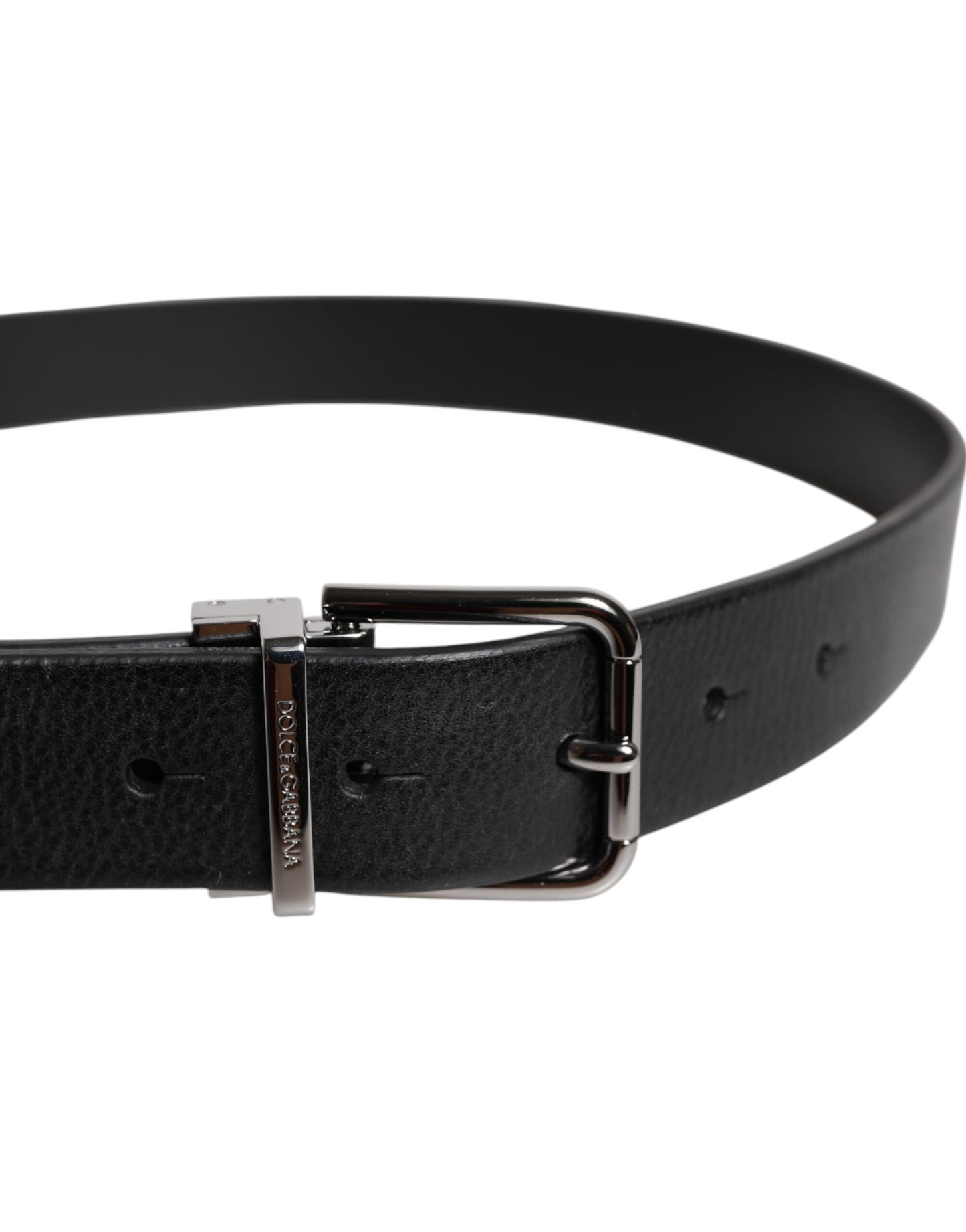 Ceinture classique en cuir noir Dolce & Gabbana avec boucle en métal