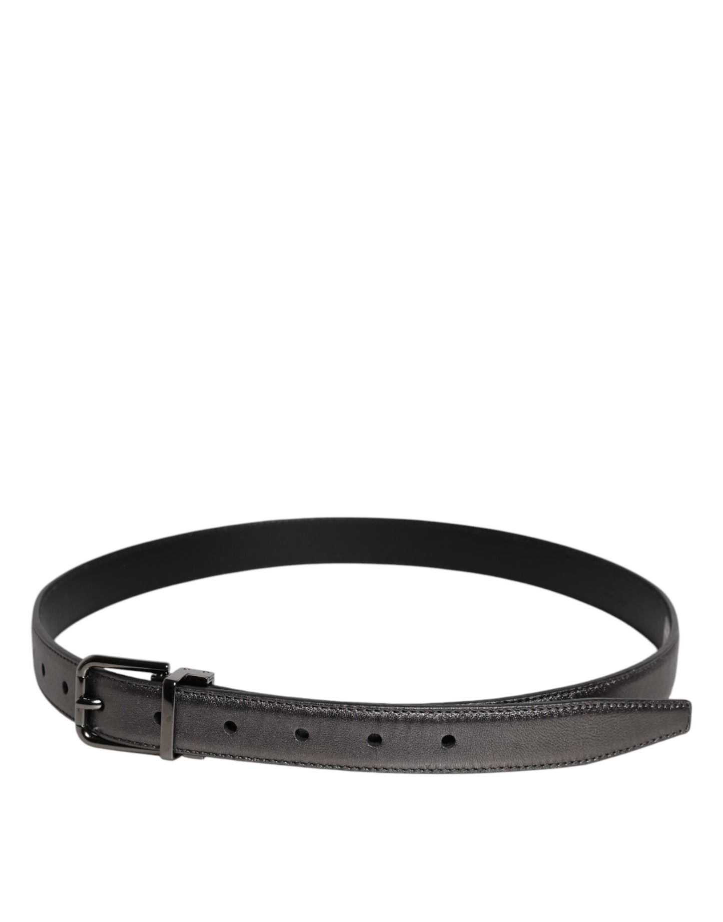 Ceinture classique en cuir noir Dolce & Gabbana avec boucle en métal et logo