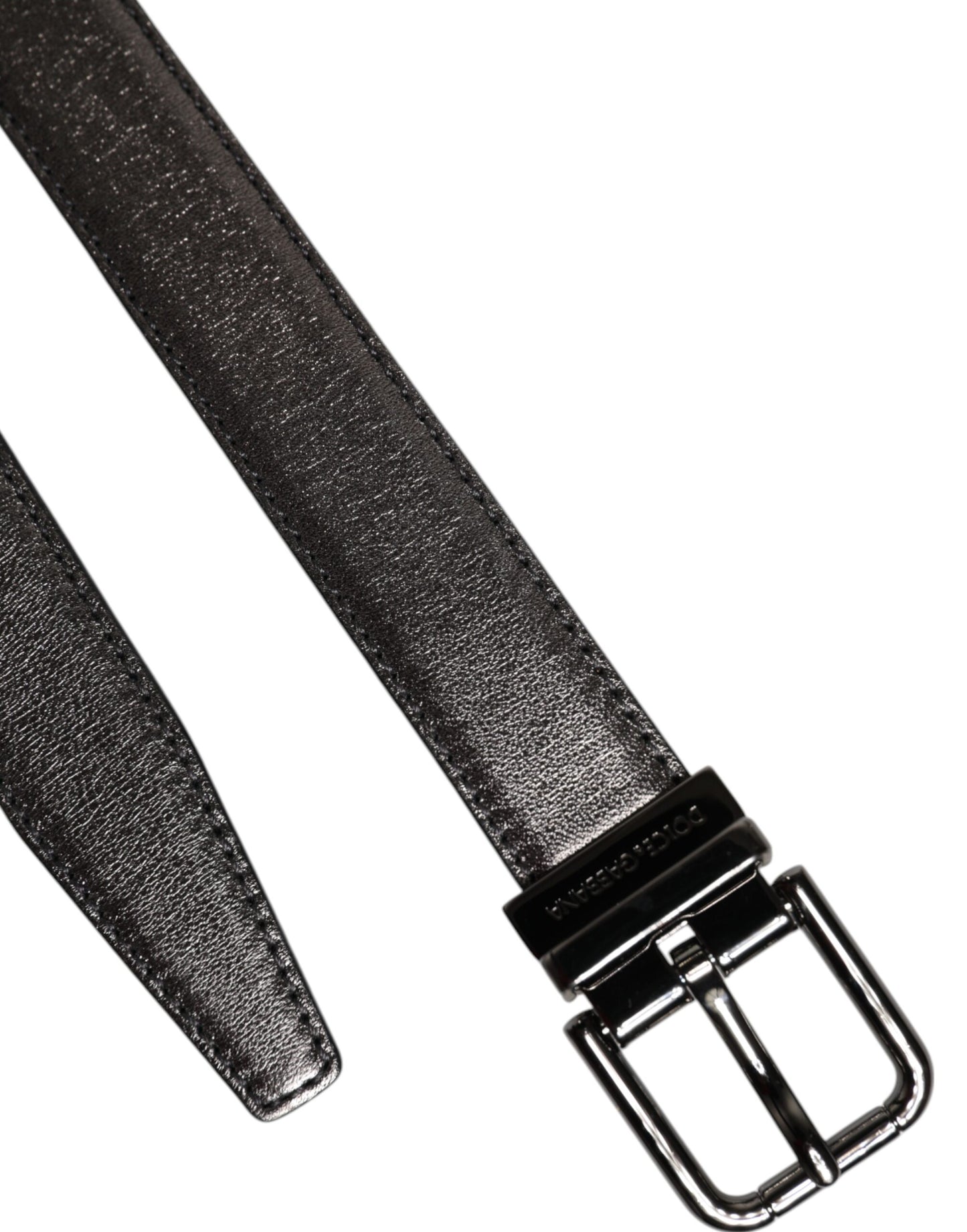 Ceinture classique en cuir noir Dolce & Gabbana avec boucle en métal et logo