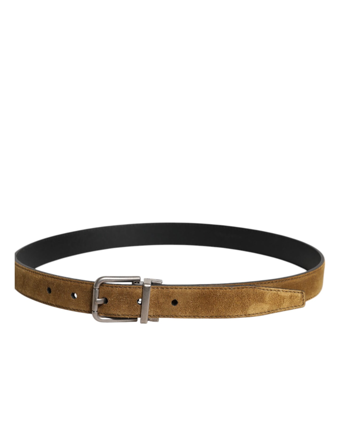 Ceinture à boucle logo en cuir velours marron Dolce & Gabbana