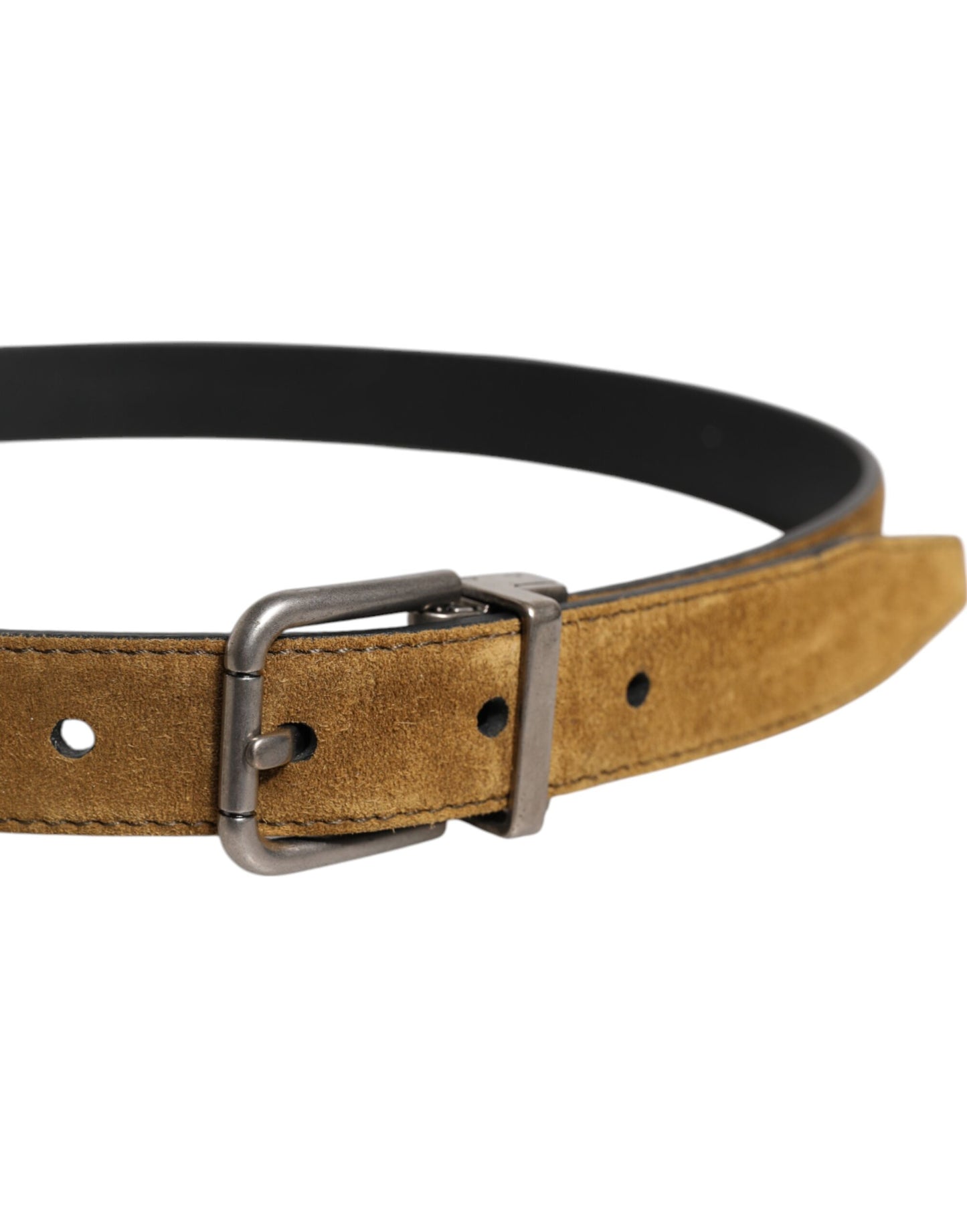 Ceinture à boucle logo en cuir velours marron Dolce & Gabbana