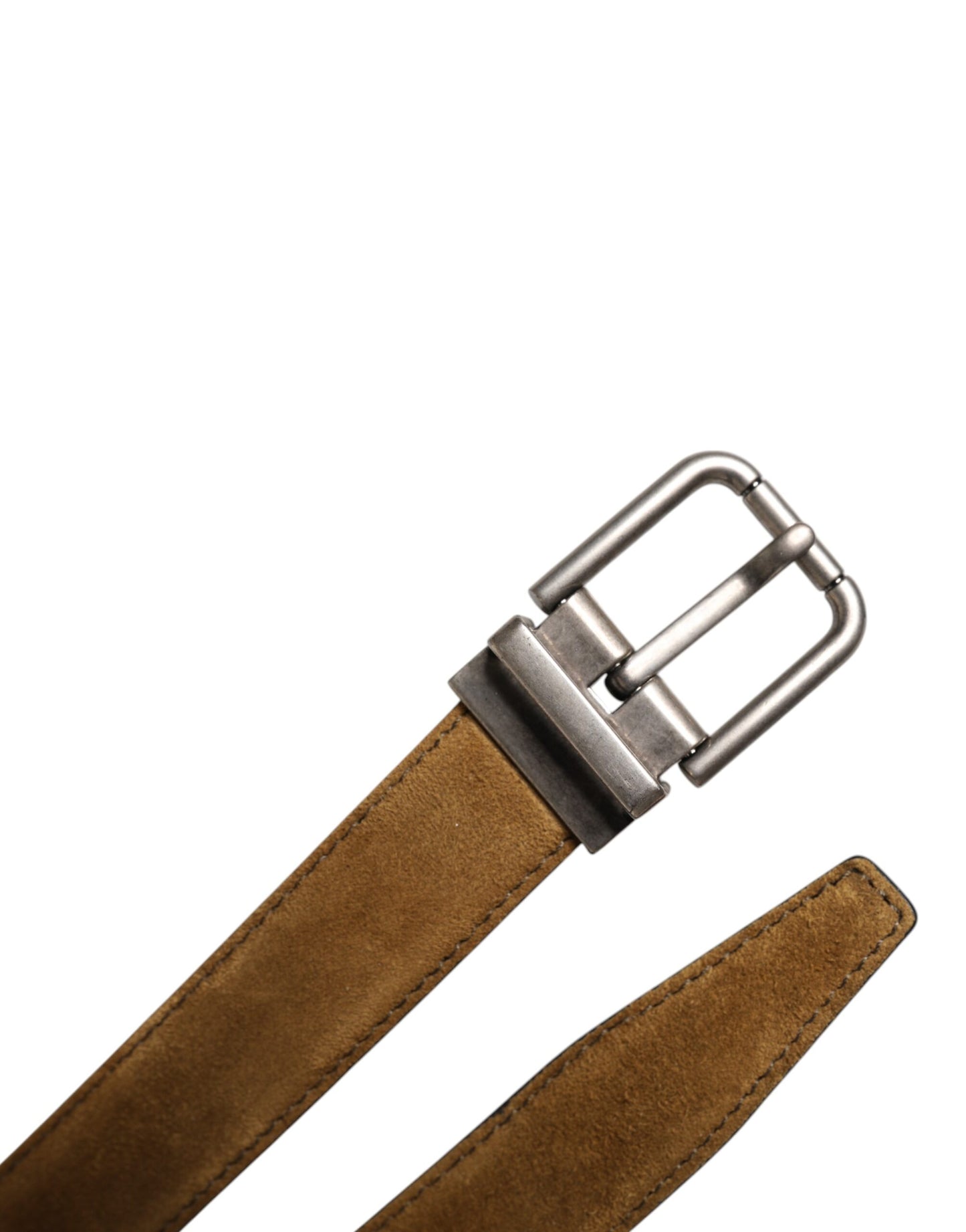 Ceinture à boucle logo en cuir velours marron Dolce & Gabbana