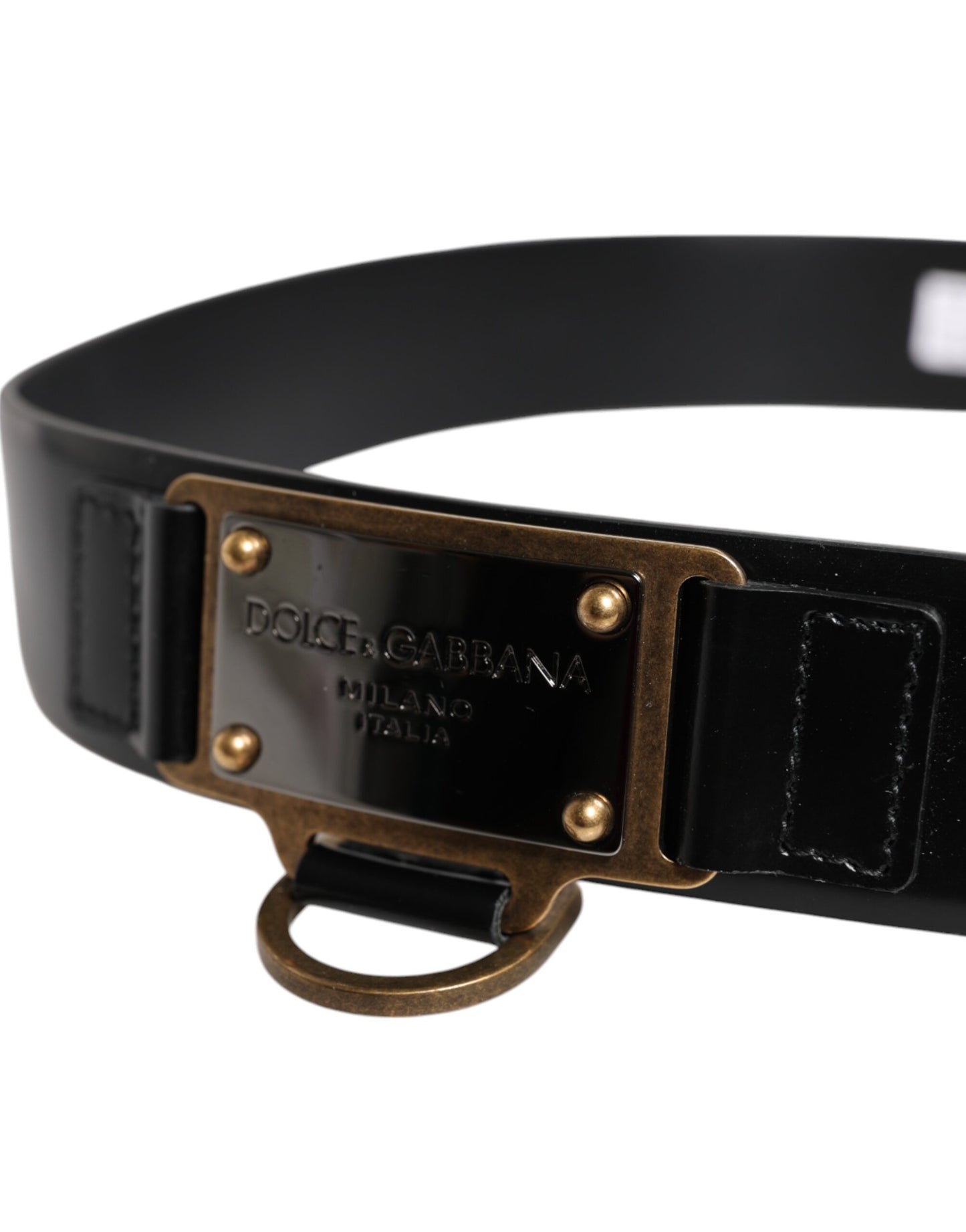 Ceinture à boucle en cuir noir Dolce & Gabbana avec logo DG