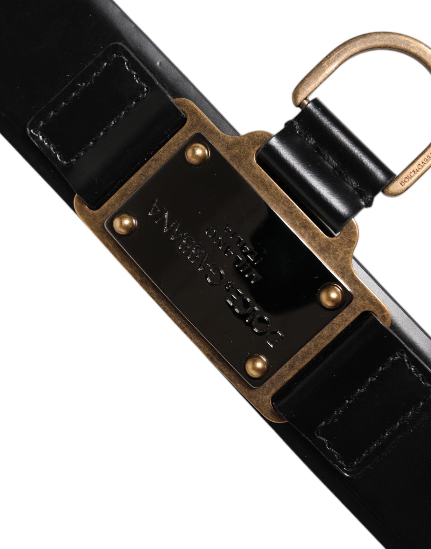 Ceinture à boucle en cuir noir Dolce & Gabbana avec logo DG