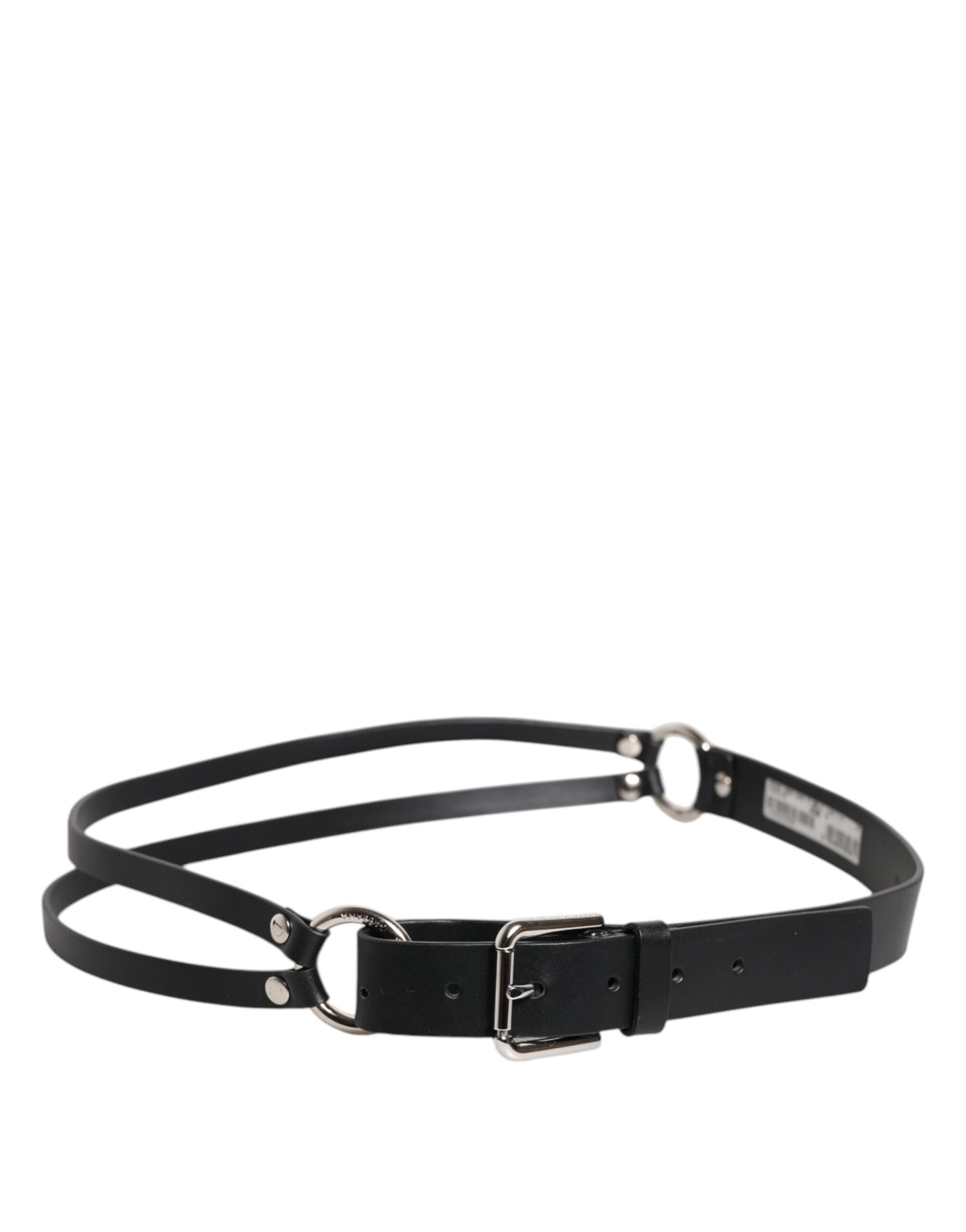 Ceinture classique en cuir noir Dolce & Gabbana avec boucle en métal et logo