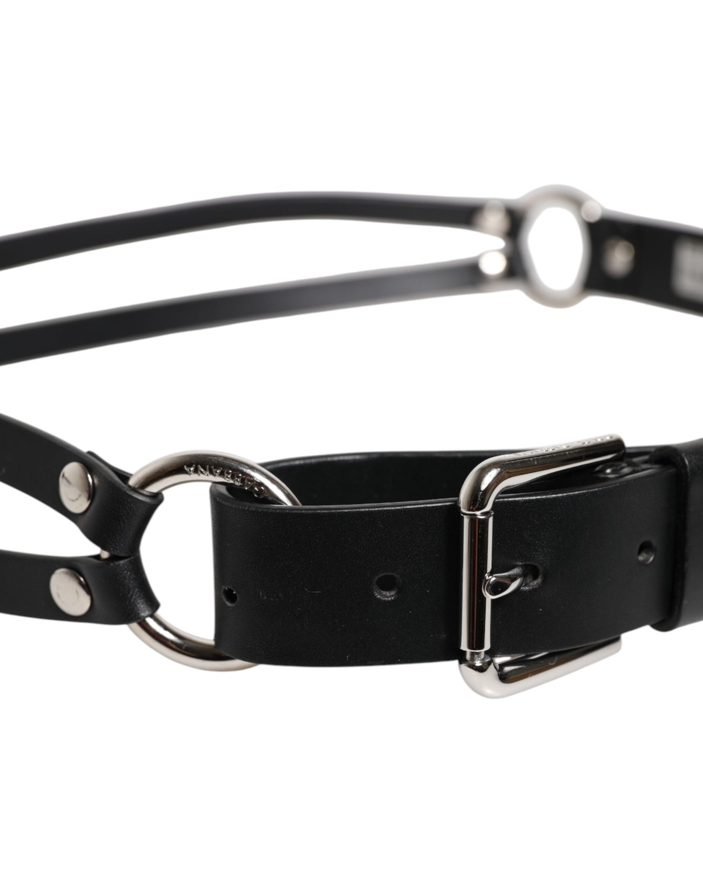 Ceinture classique en cuir noir Dolce & Gabbana avec boucle en métal et logo
