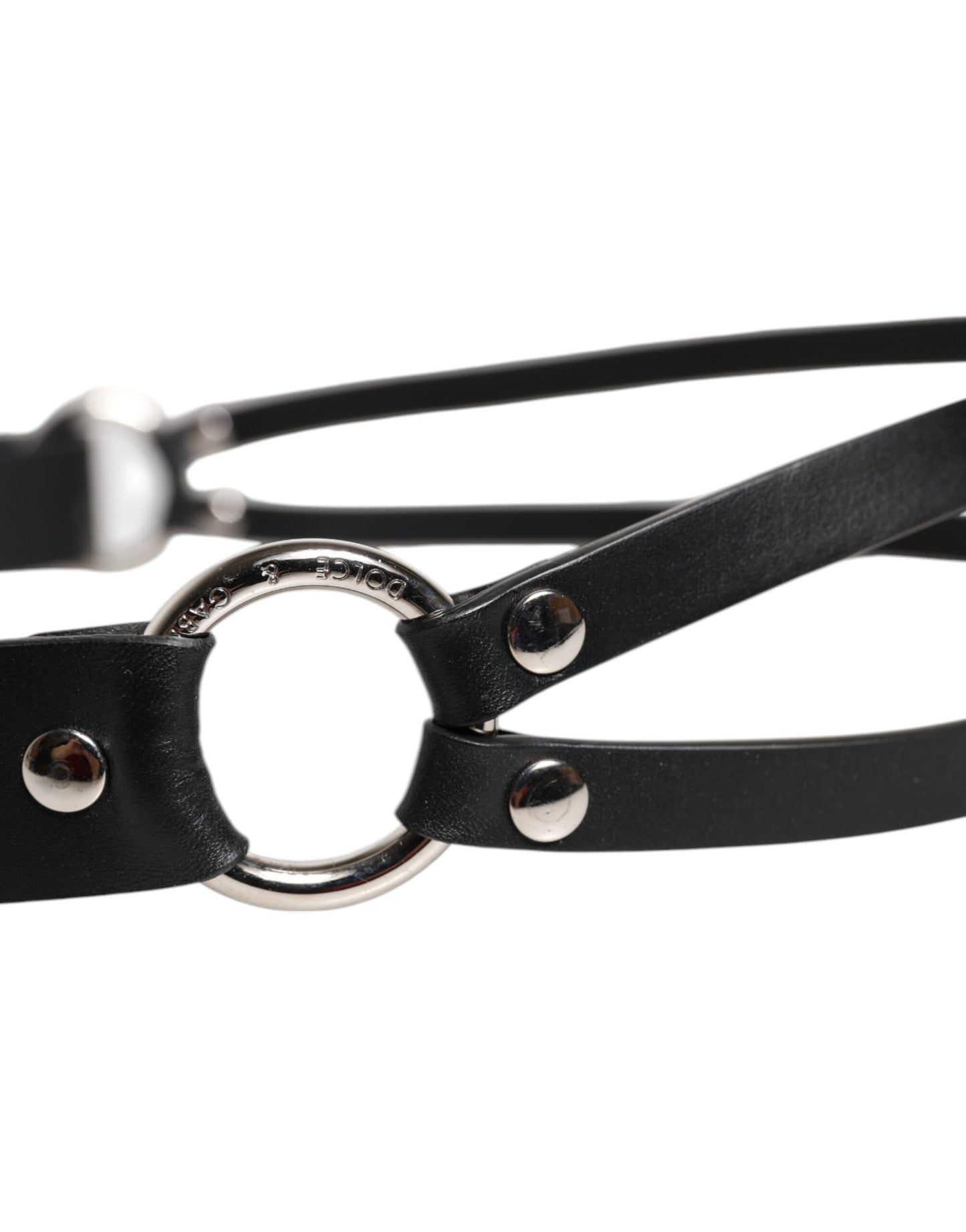 Ceinture classique en cuir noir Dolce & Gabbana avec boucle en métal et logo
