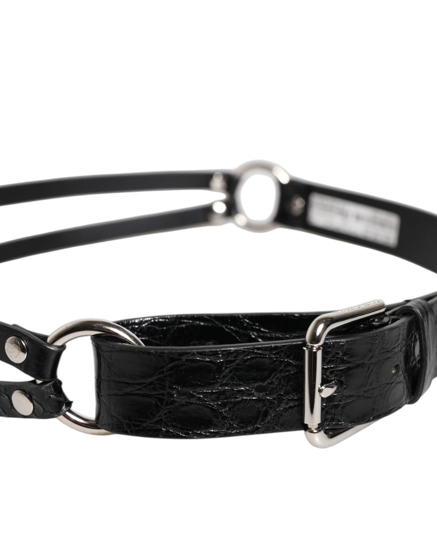 Ceinture Dolce & Gabbana en cuir exotique noir avec boucle en métal et logo