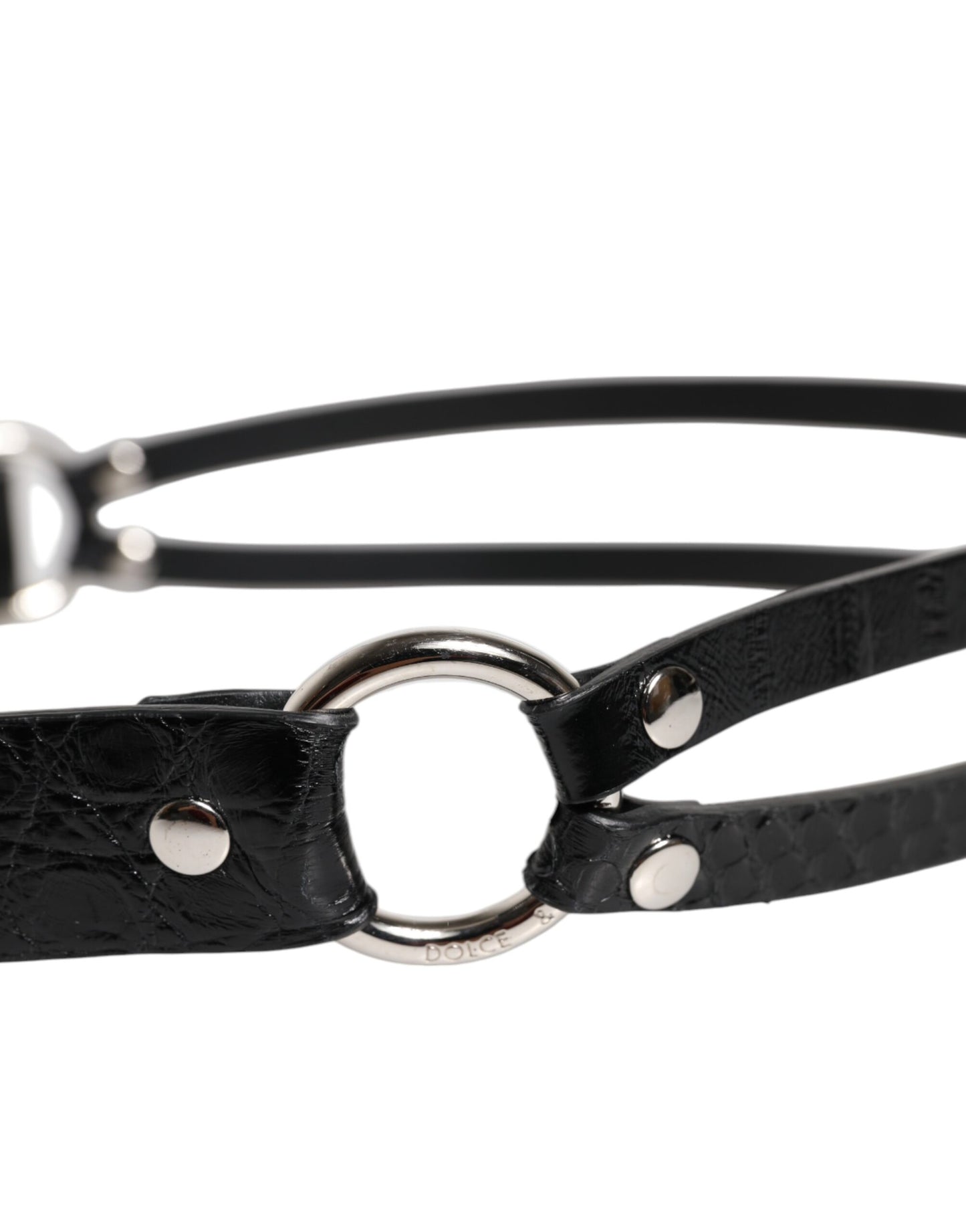 Ceinture Dolce & Gabbana en cuir exotique noir avec boucle en métal et logo