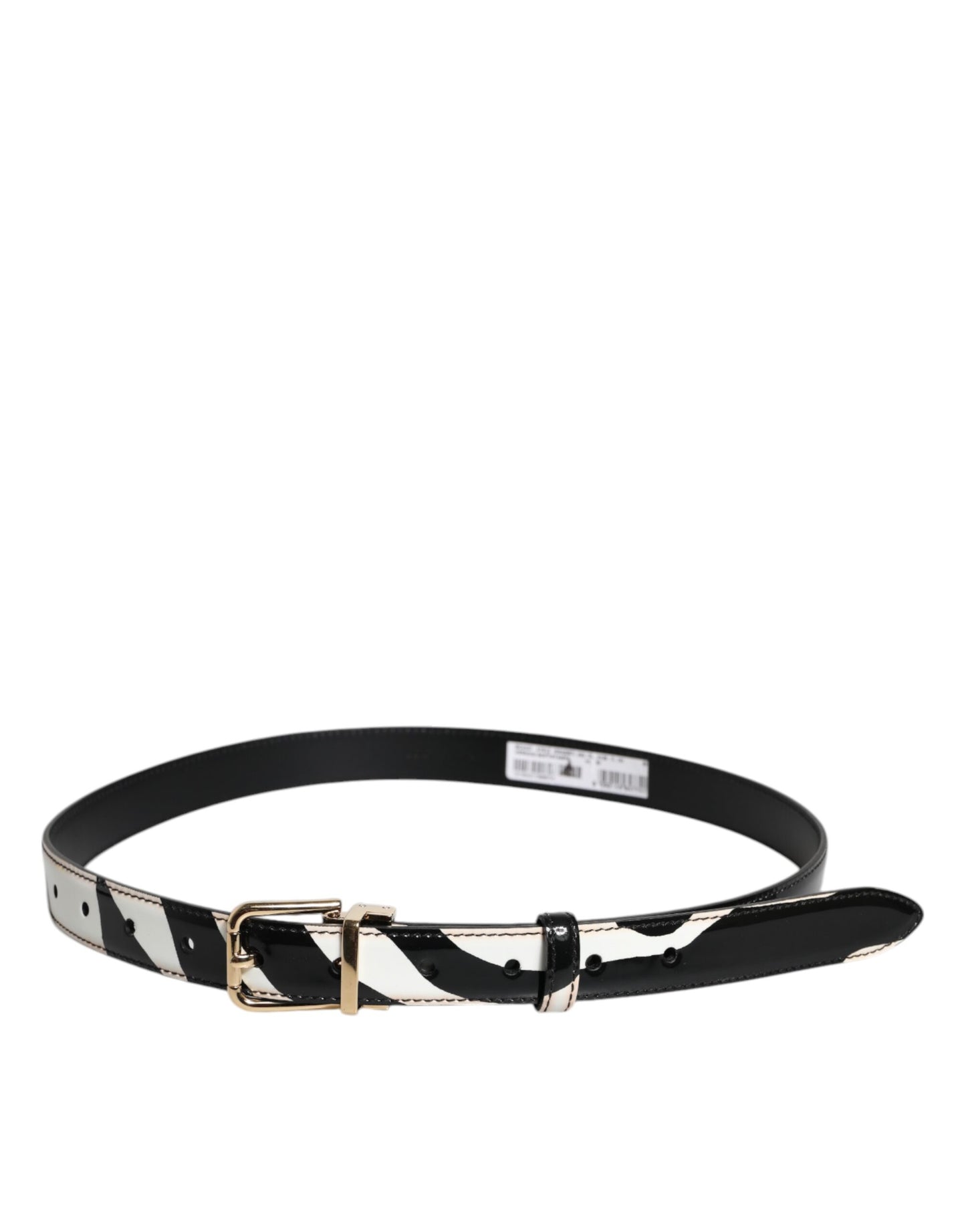 Ceinture Dolce & Gabbana à boucle logo zèbre noir et blanc en métal doré