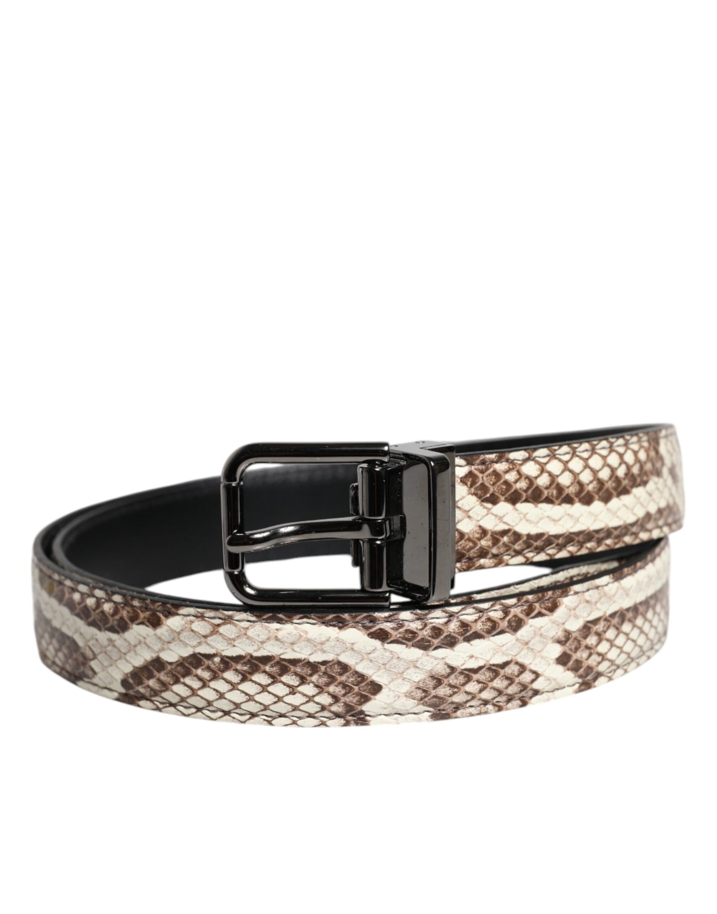Ceinture classique à boucle en métal en cuir exotique marron Dolce & Gabbana