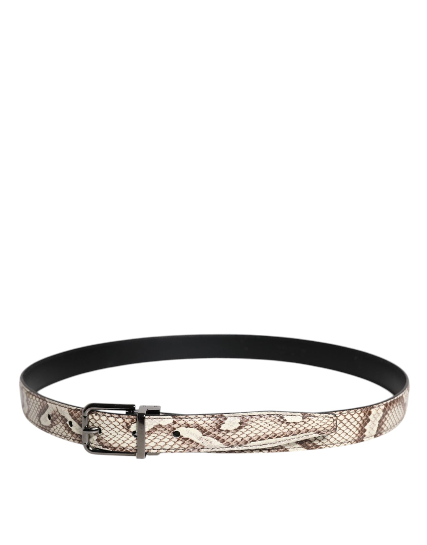 Ceinture classique à boucle en métal en cuir exotique marron Dolce & Gabbana