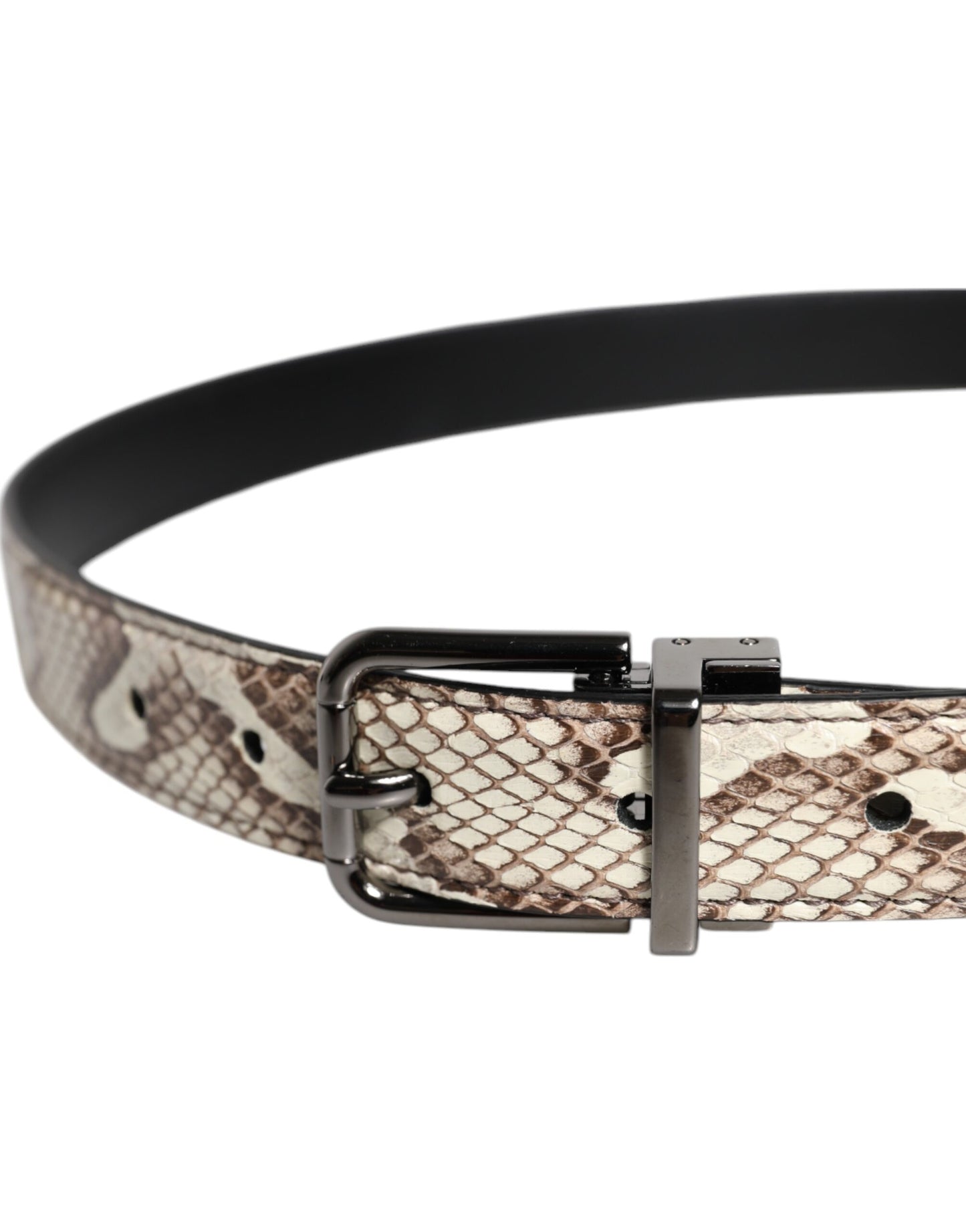 Ceinture classique à boucle en métal en cuir exotique marron Dolce & Gabbana
