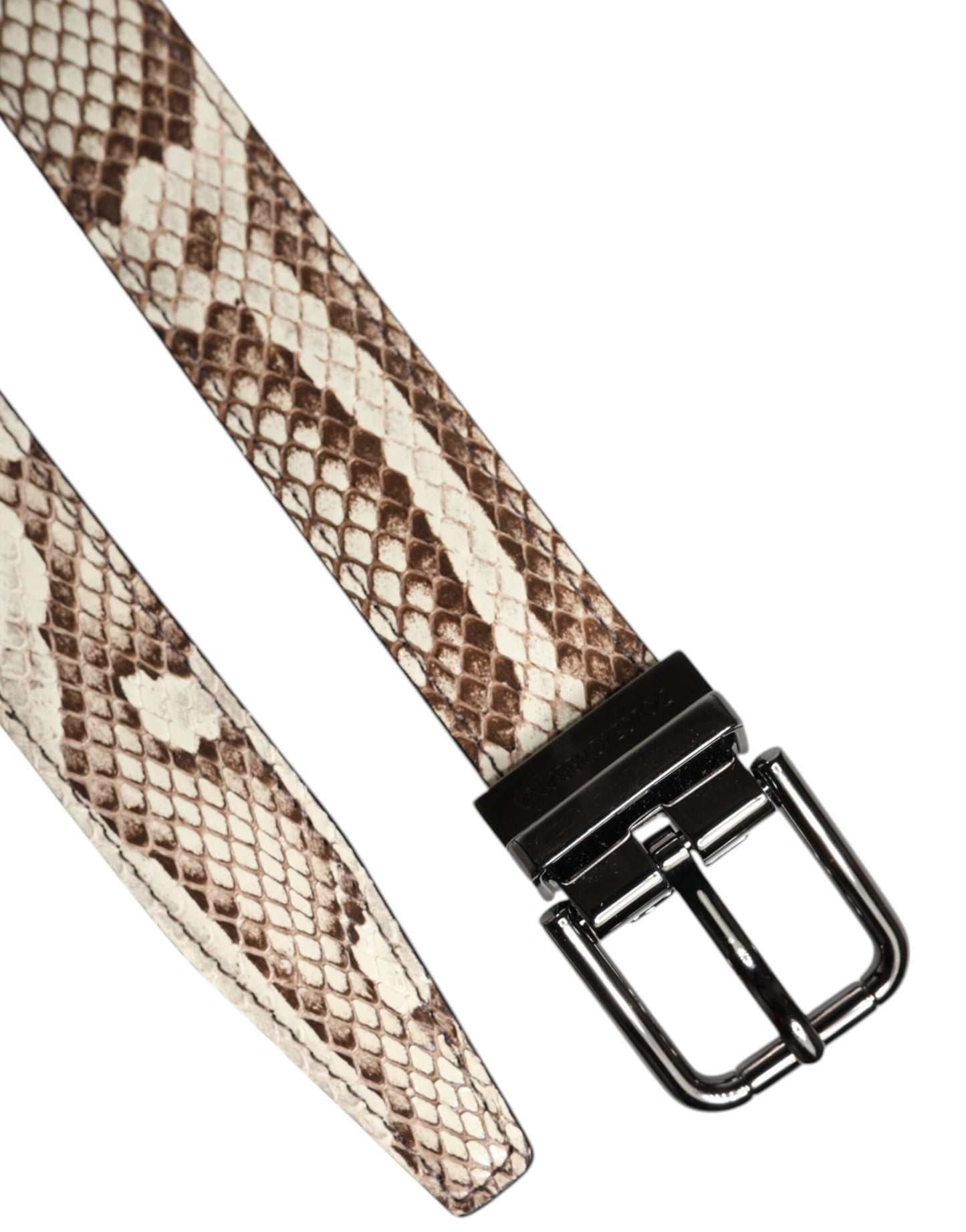 Ceinture classique à boucle en métal en cuir exotique marron Dolce & Gabbana