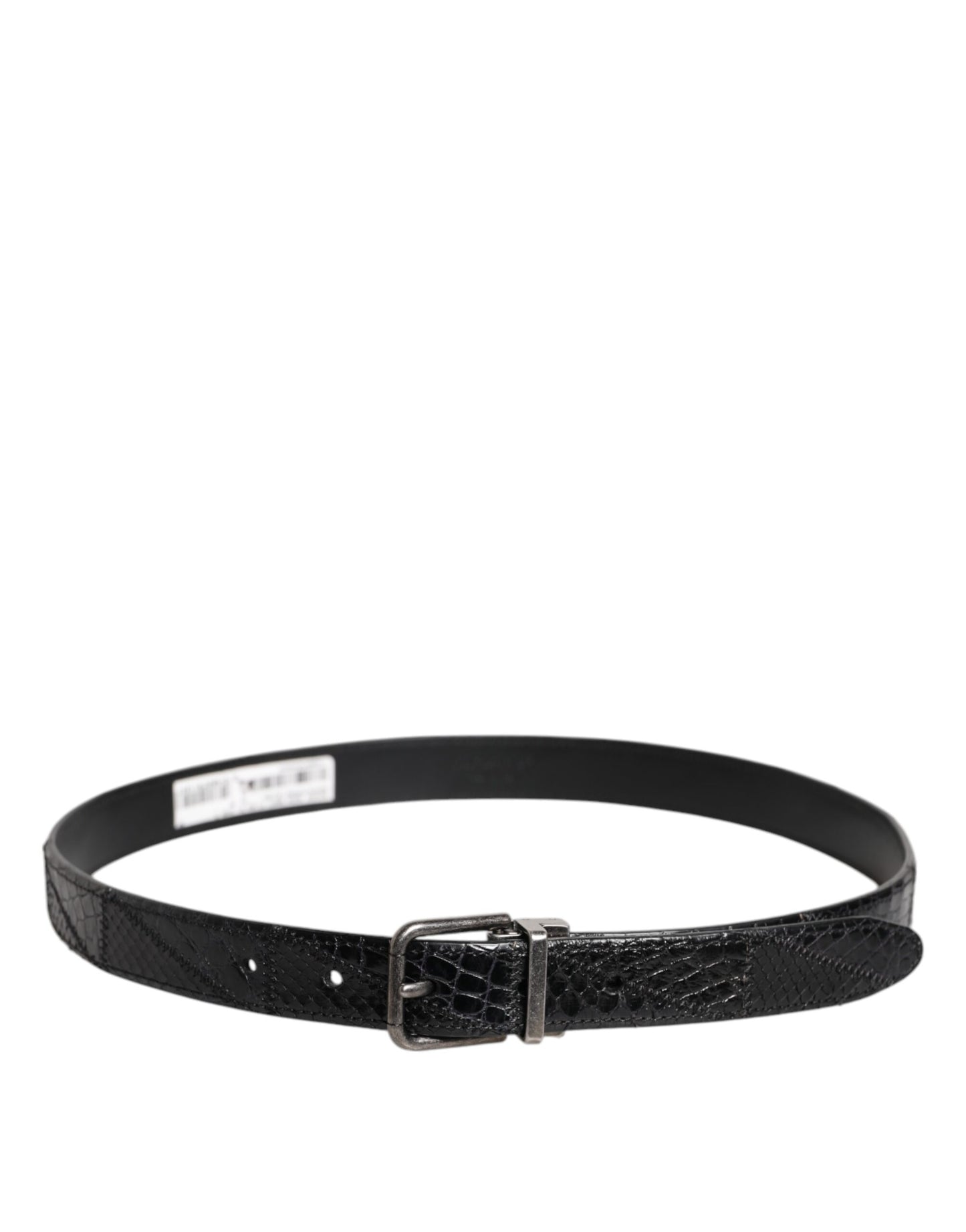 Ceinture Dolce & Gabbana en cuir exotique noir avec boucle en métal et logo