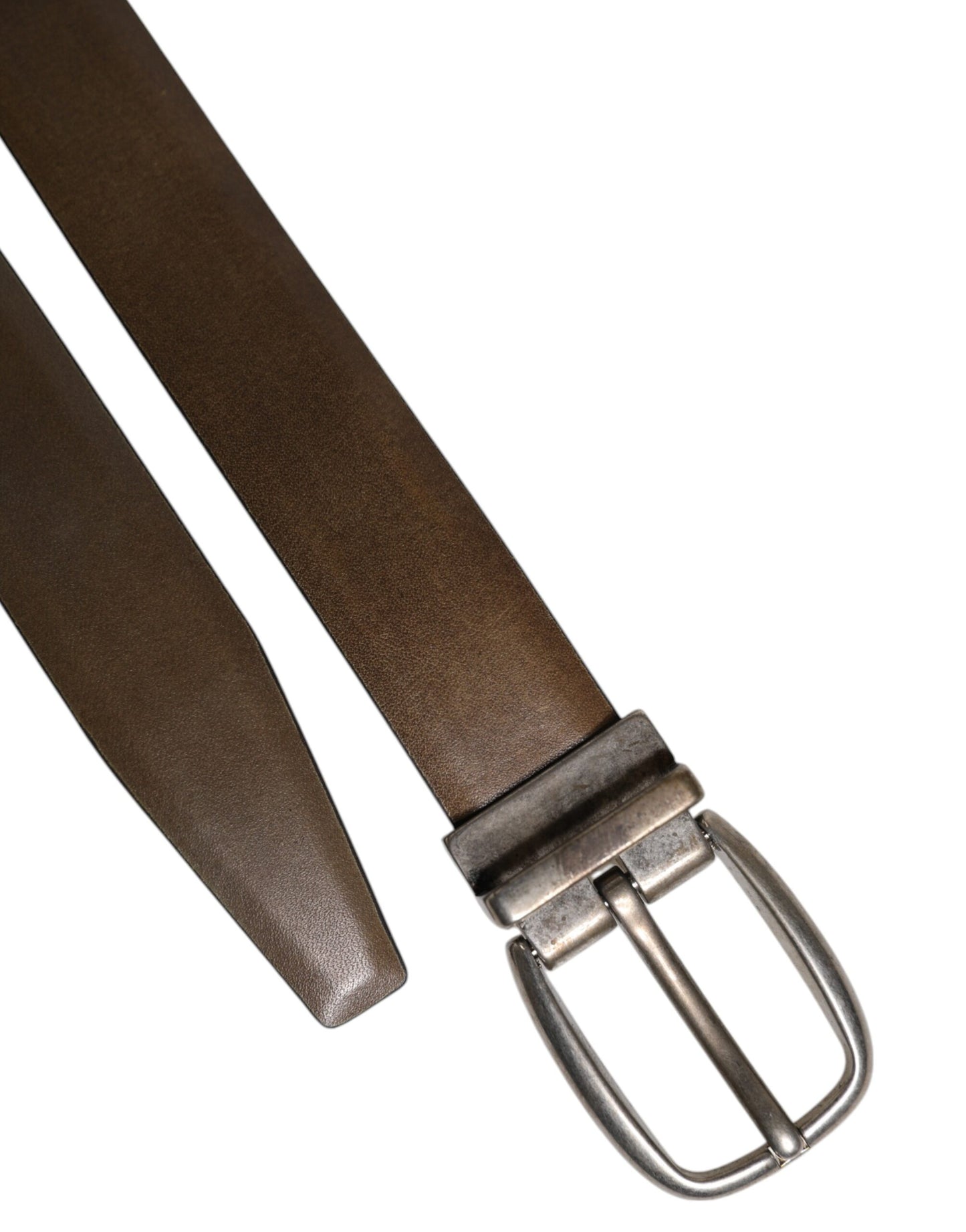 Ceinture classique en cuir marron Dolce & Gabbana avec boucle en métal et logo