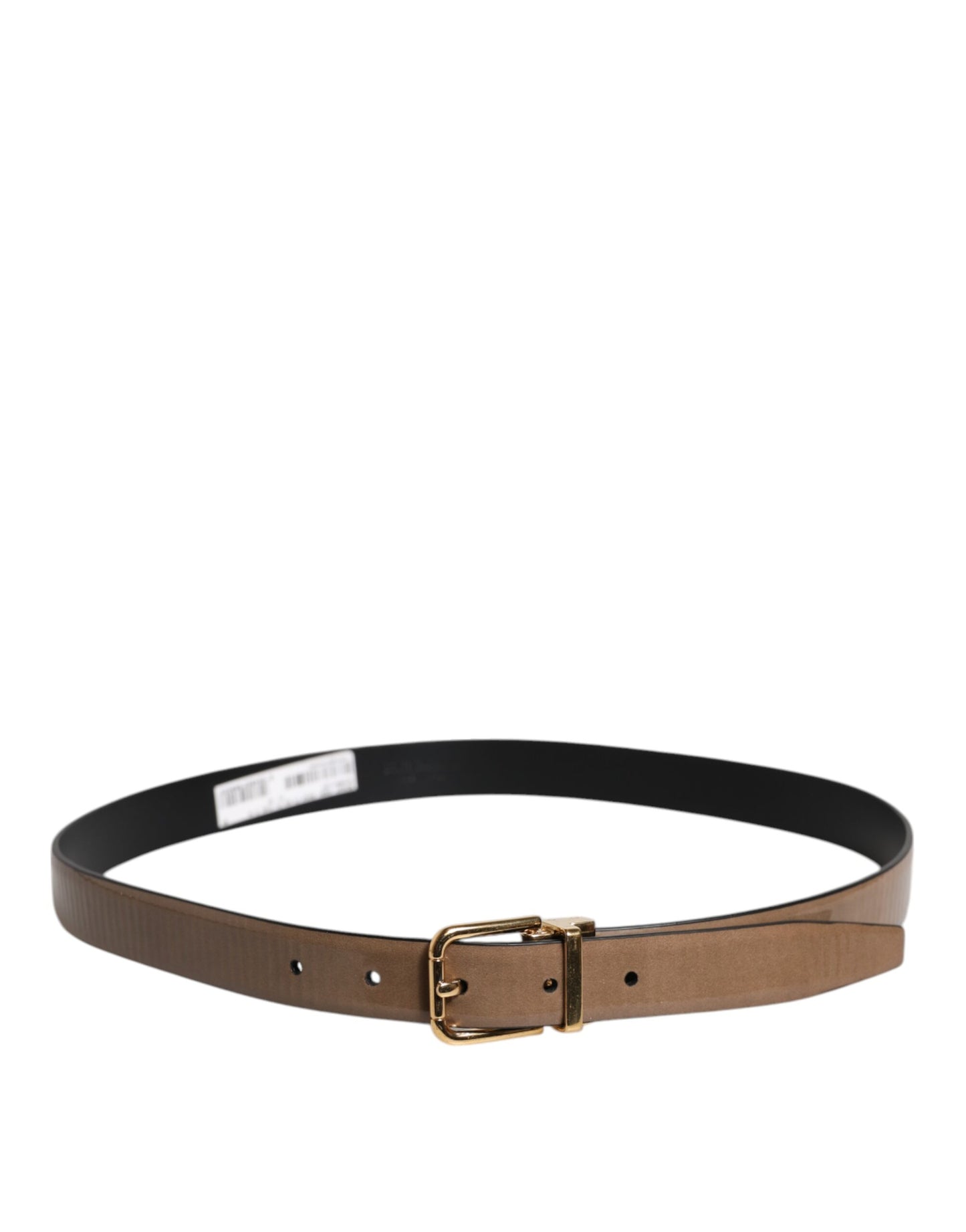 Ceinture classique en cuir marron Dolce & Gabbana avec boucle en métal et logo