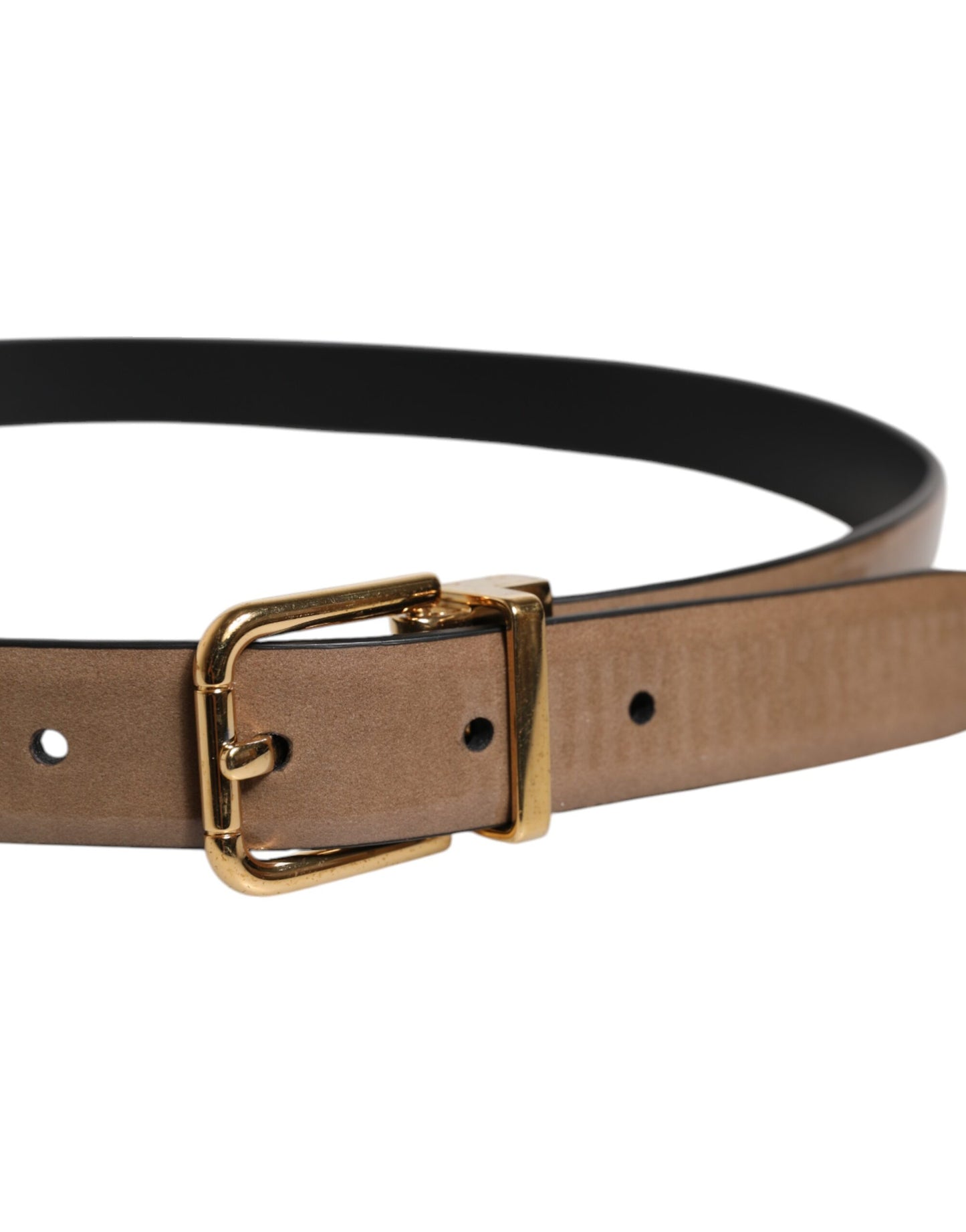 Ceinture classique en cuir marron Dolce & Gabbana avec boucle en métal et logo