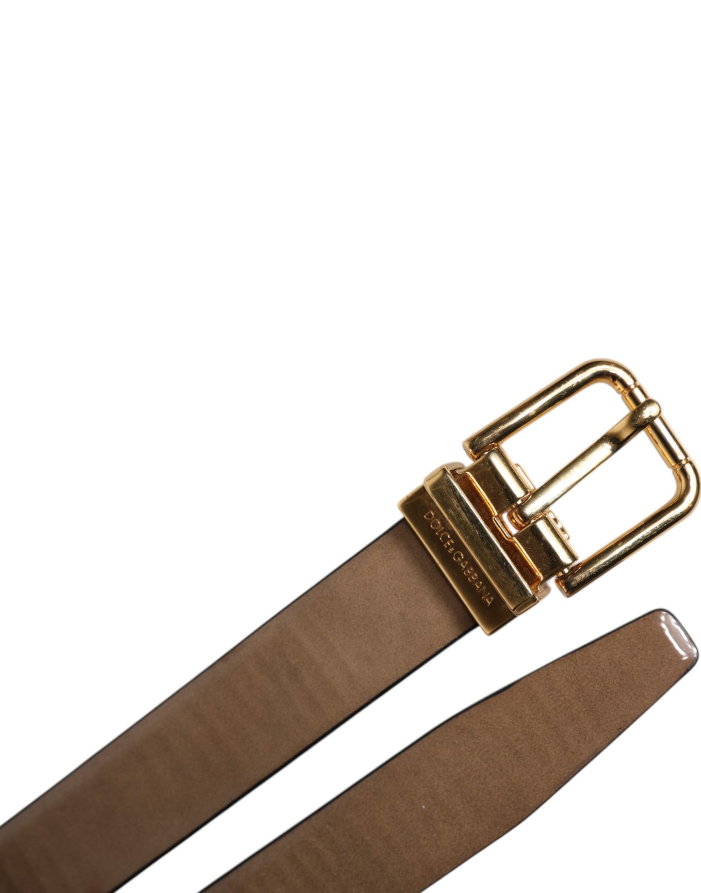 Ceinture classique en cuir marron Dolce & Gabbana avec boucle en métal et logo