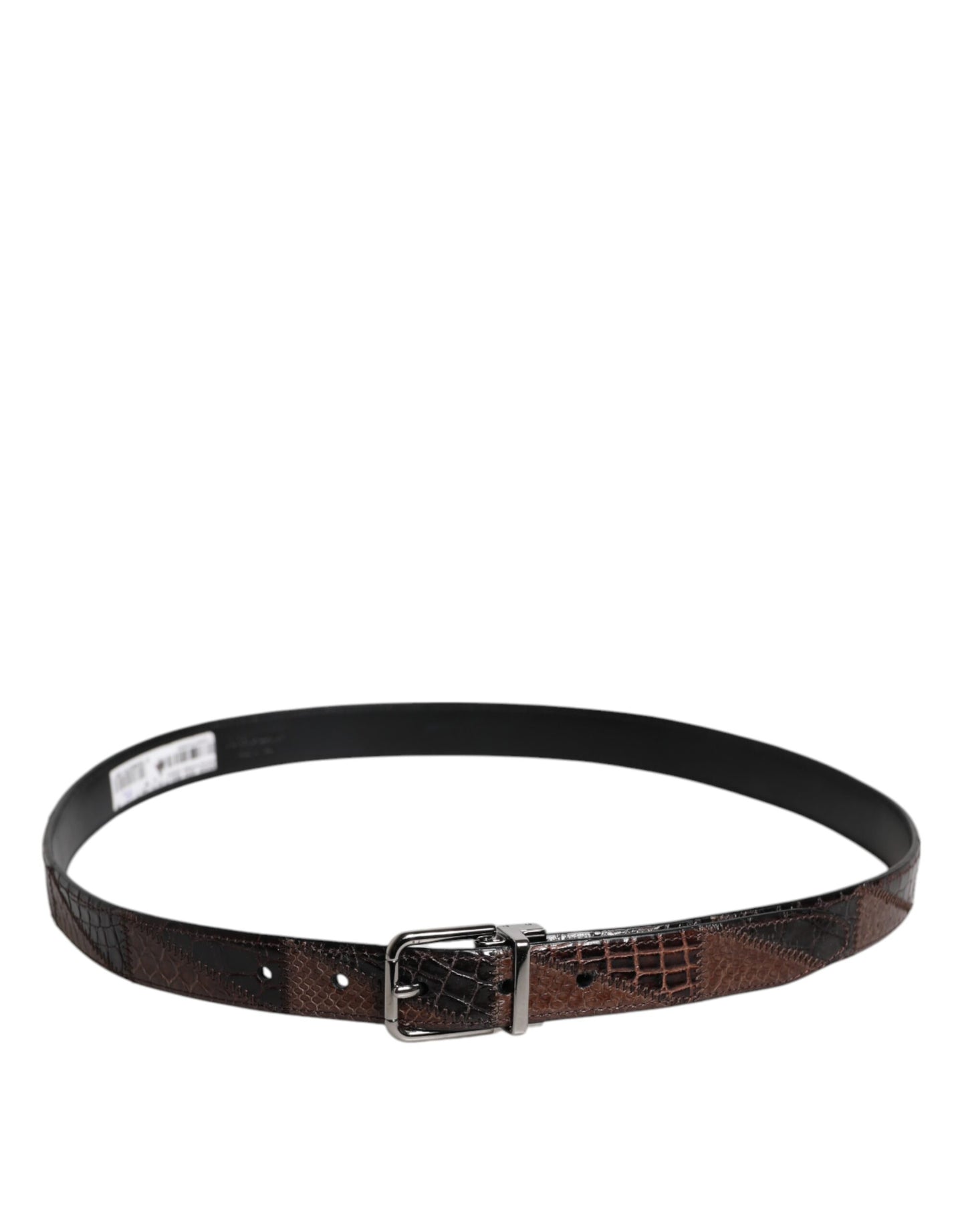 Ceinture Dolce & Gabbana en cuir exotique marron avec boucle en métal et logo