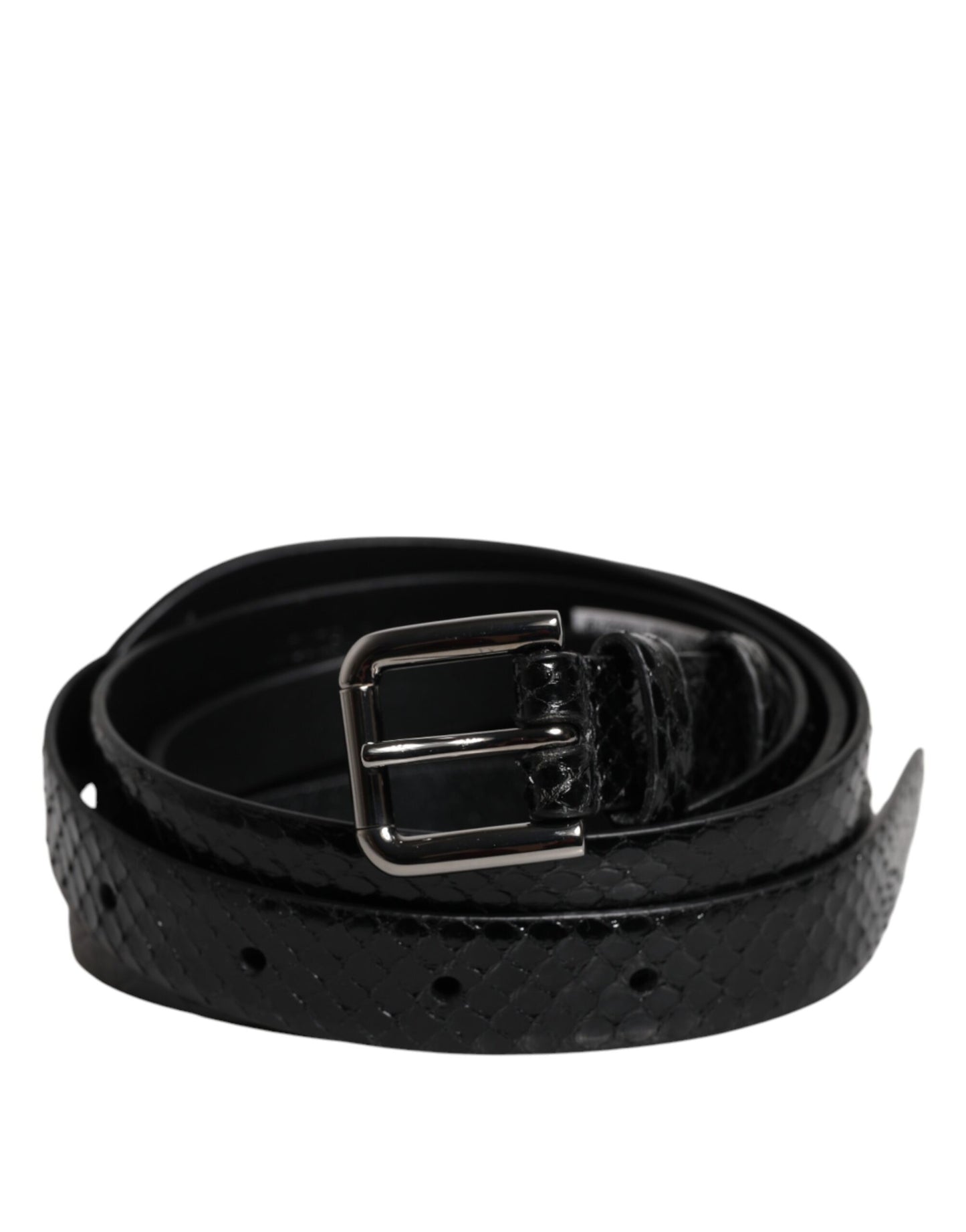 Ceinture classique en cuir noir Dolce & Gabbana avec boucle en métal et logo