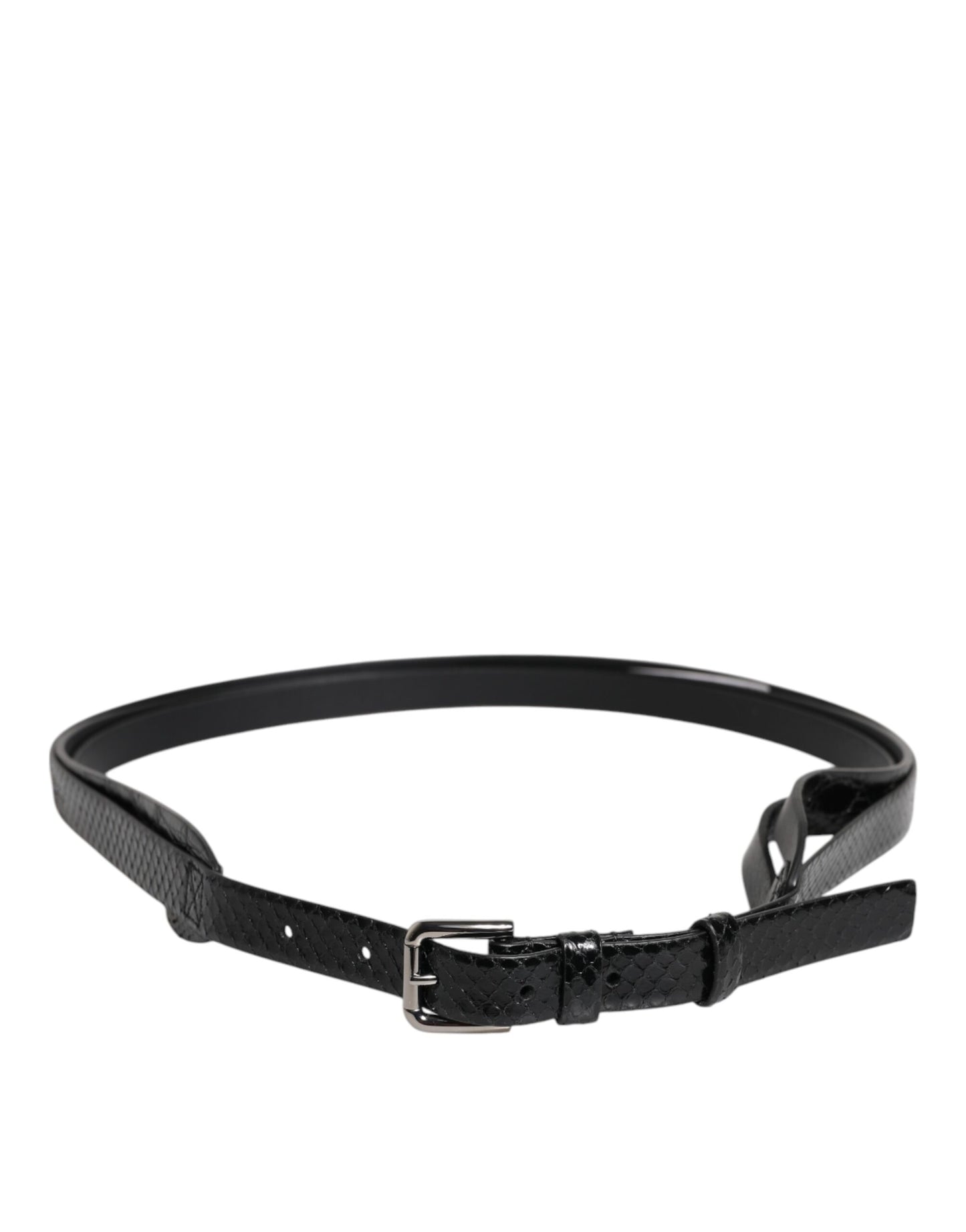 Ceinture classique en cuir noir Dolce & Gabbana avec boucle en métal et logo