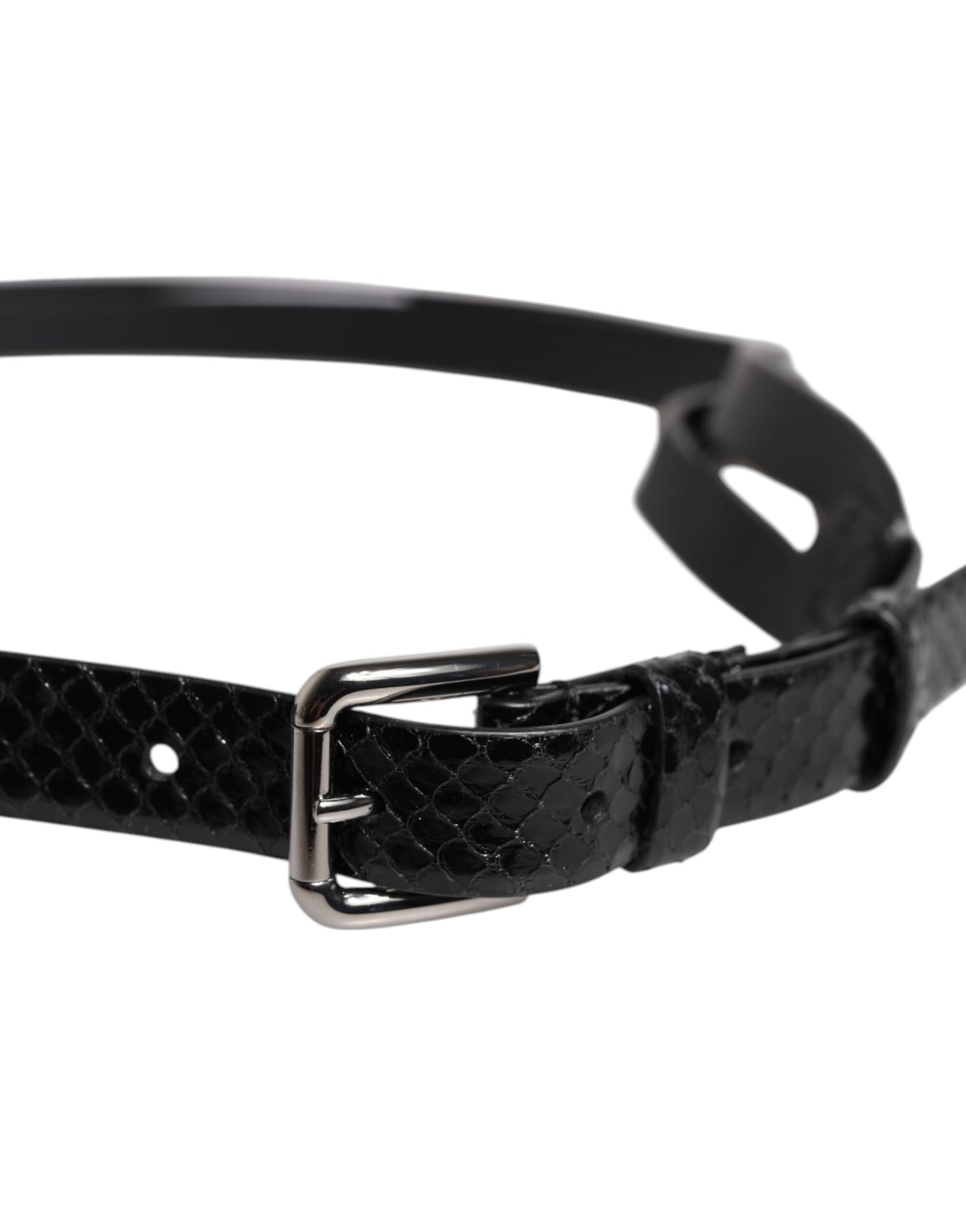 Ceinture classique en cuir noir Dolce & Gabbana avec boucle en métal et logo