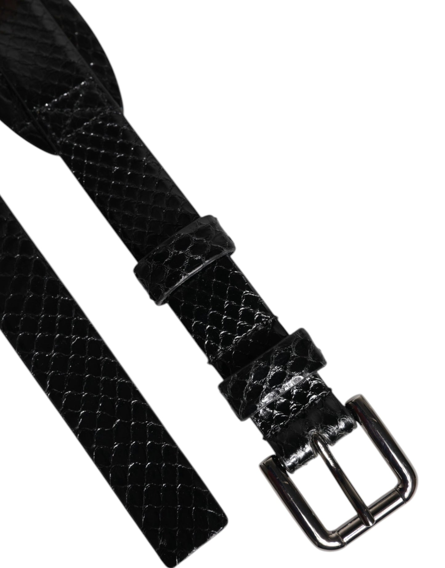 Ceinture classique en cuir noir Dolce & Gabbana avec boucle en métal et logo