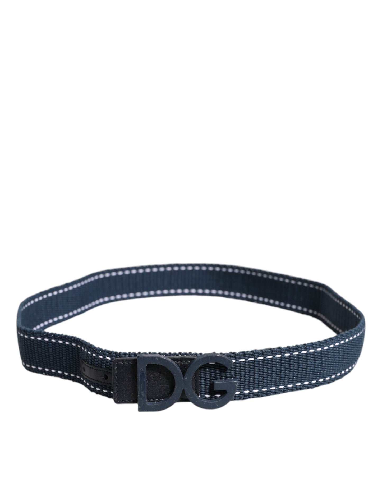 Ceinture Dolce & Gabbana en coton bleu et blanc avec boucle en métal et logo DG