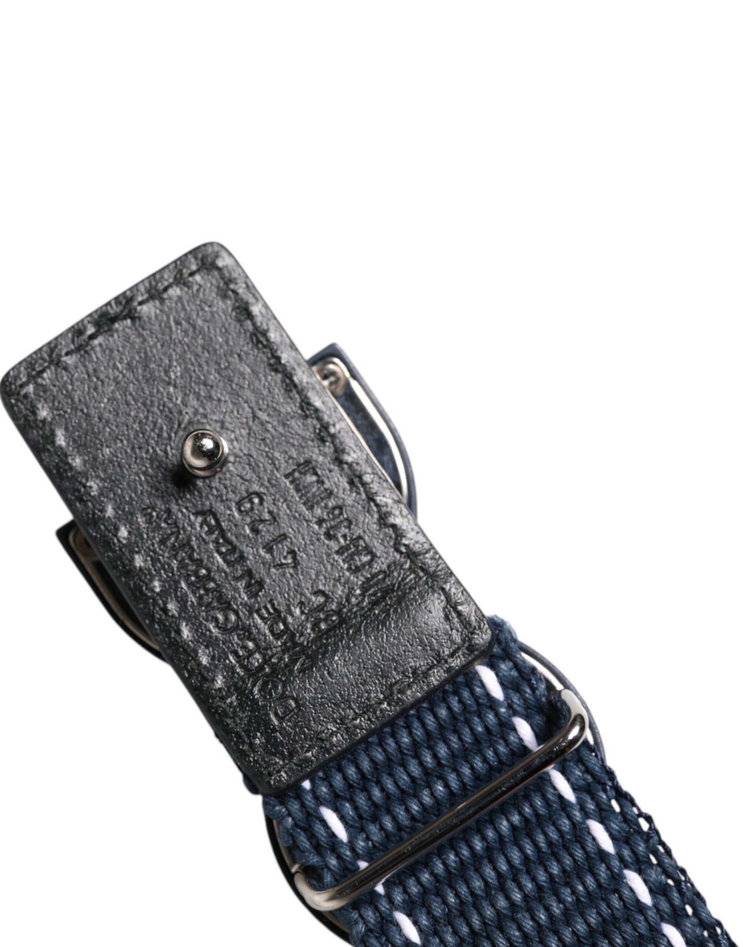 Ceinture Dolce & Gabbana en coton bleu et blanc avec boucle en métal et logo DG