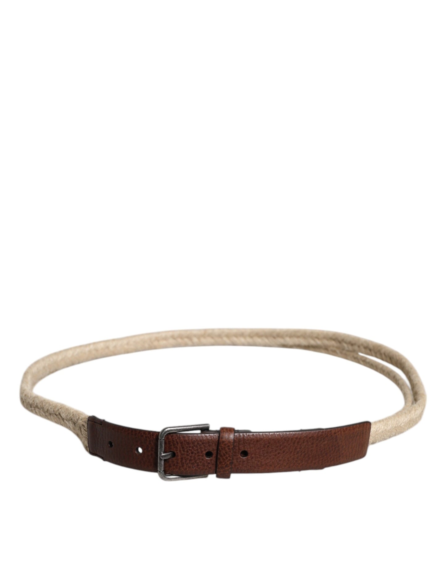 Ceinture Dolce & Gabbana en cuir de jute marron avec boucle en métal tressé