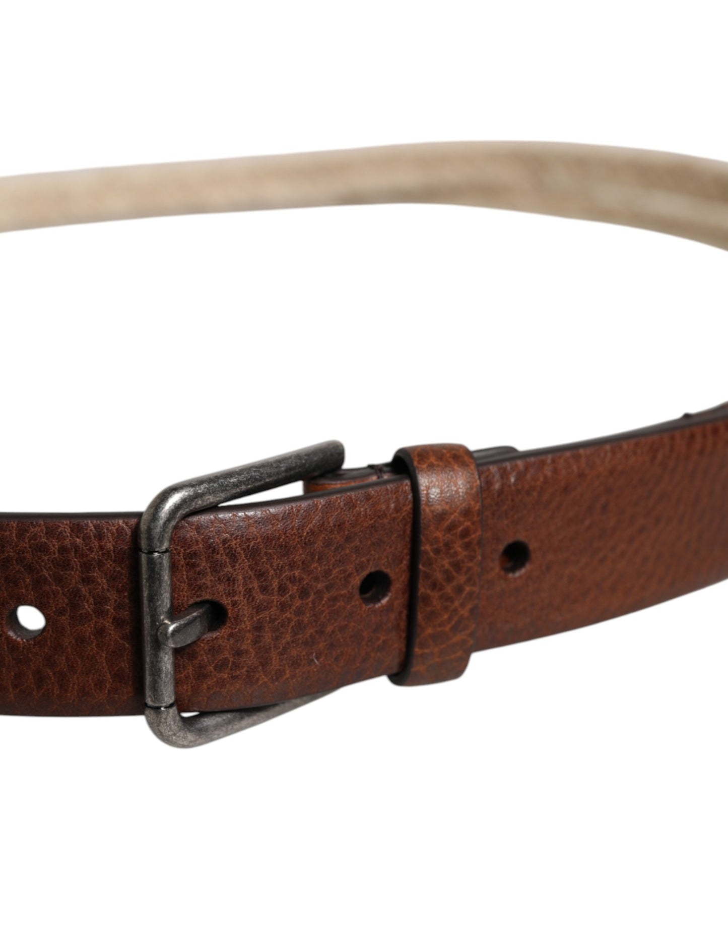 Ceinture Dolce & Gabbana en cuir de jute marron avec boucle en métal tressé