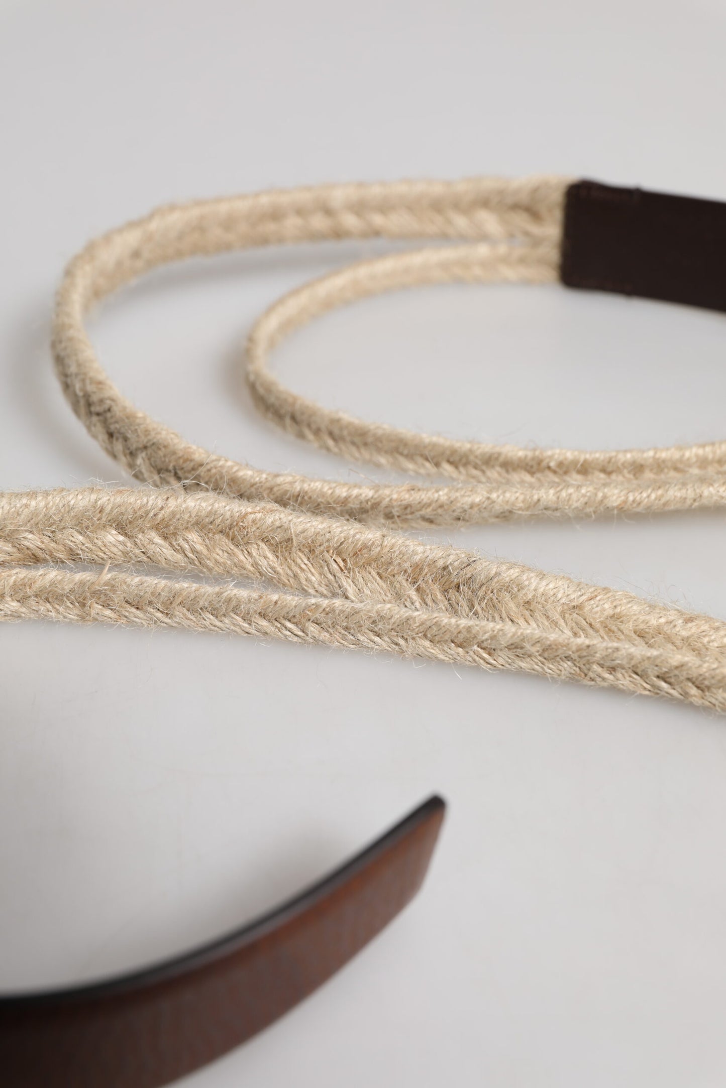 Ceinture Dolce & Gabbana en cuir de jute marron avec boucle en métal tressé