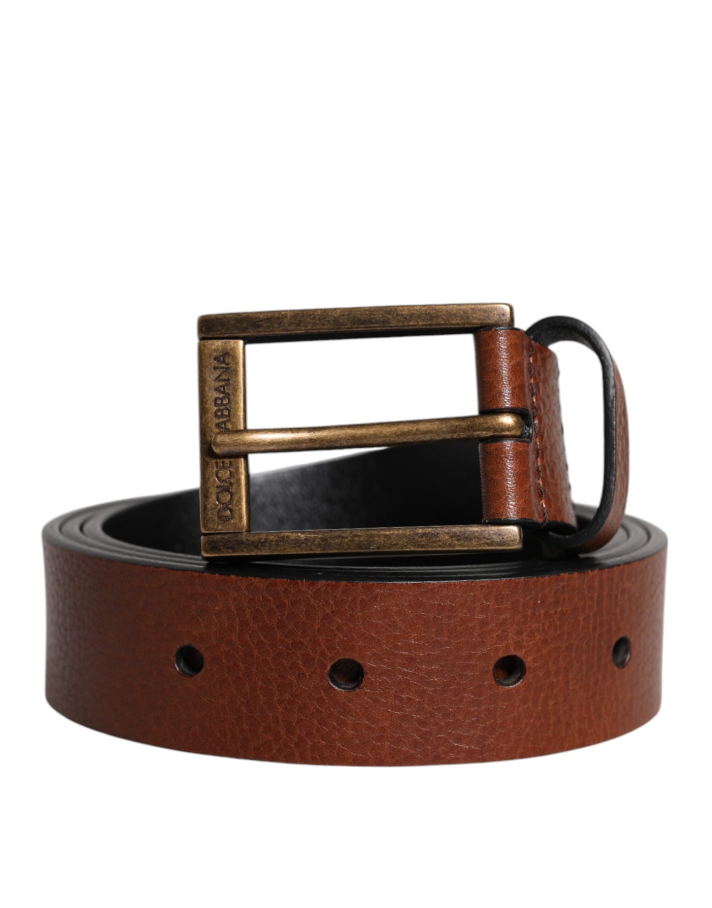 Ceinture classique à boucle métallique en cuir de veau marron Dolce & Gabbana