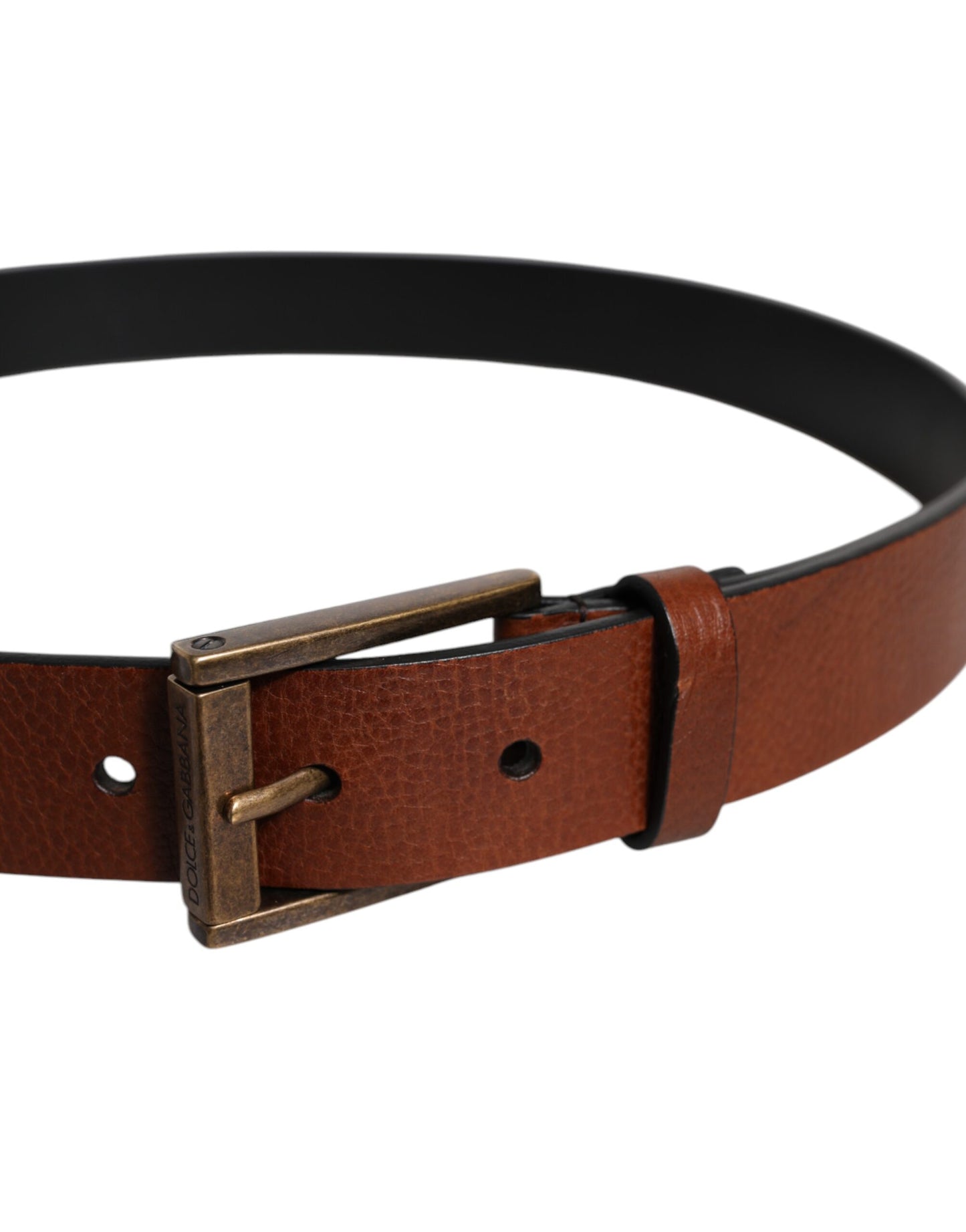 Ceinture classique à boucle métallique en cuir de veau marron Dolce & Gabbana