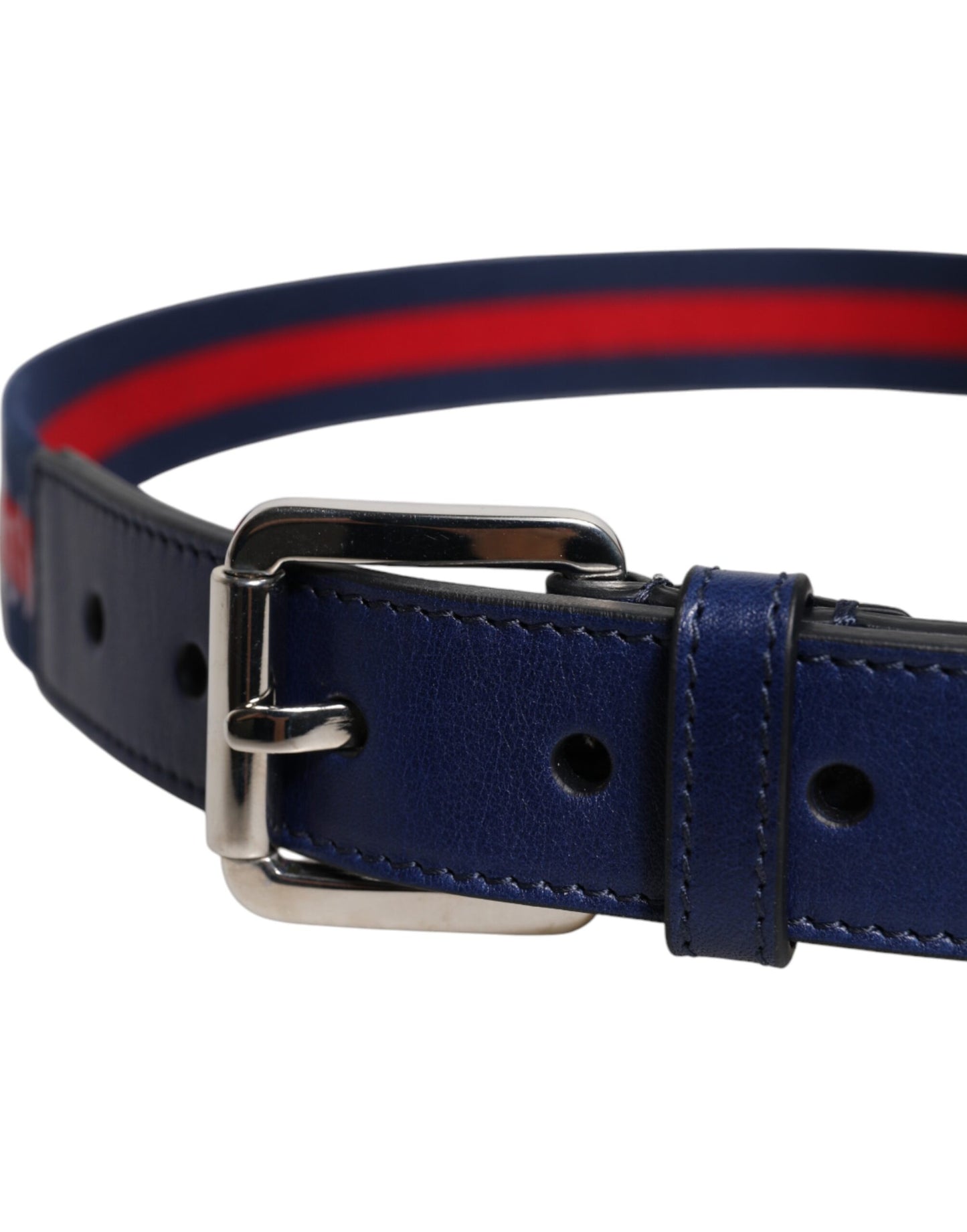 Ceinture Dolce & Gabbana en coton bleu et cuir imprimé avec boucle en métal
