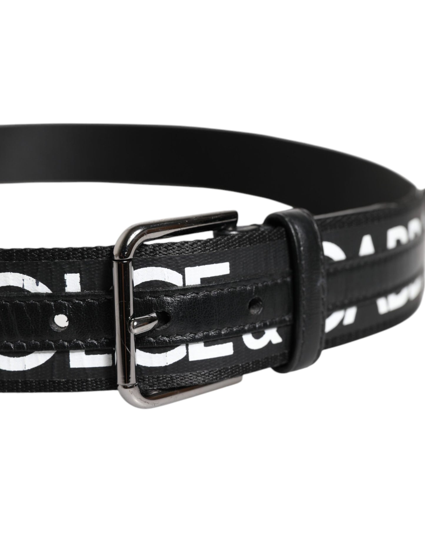 Ceinture classique en cuir noir Dolce & Gabbana avec boucle en métal et logo