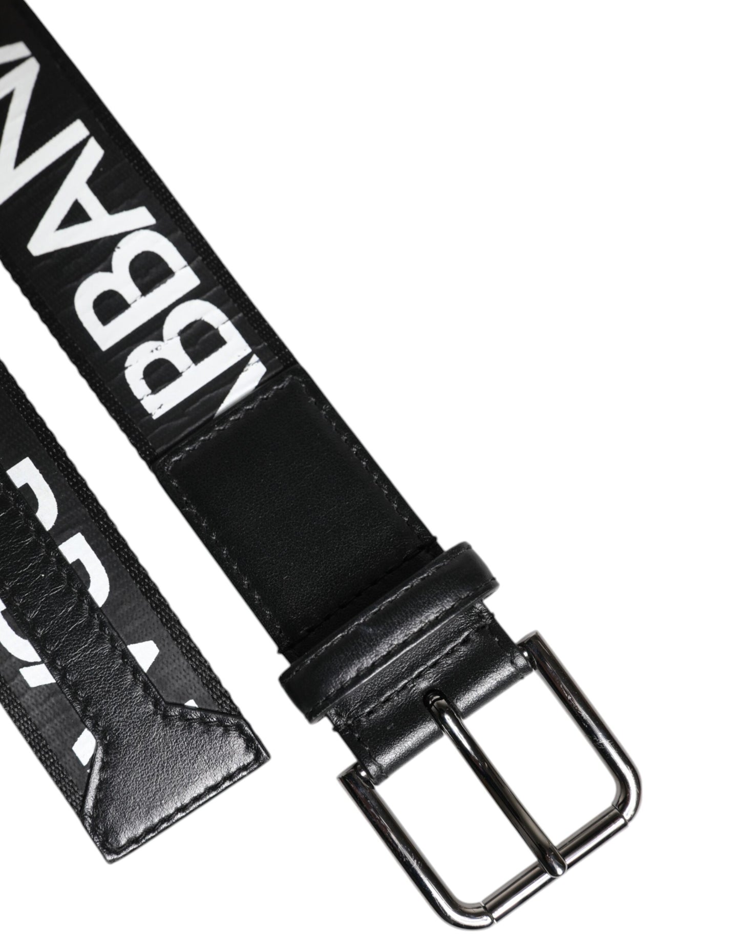Ceinture classique en cuir noir Dolce & Gabbana avec boucle en métal et logo