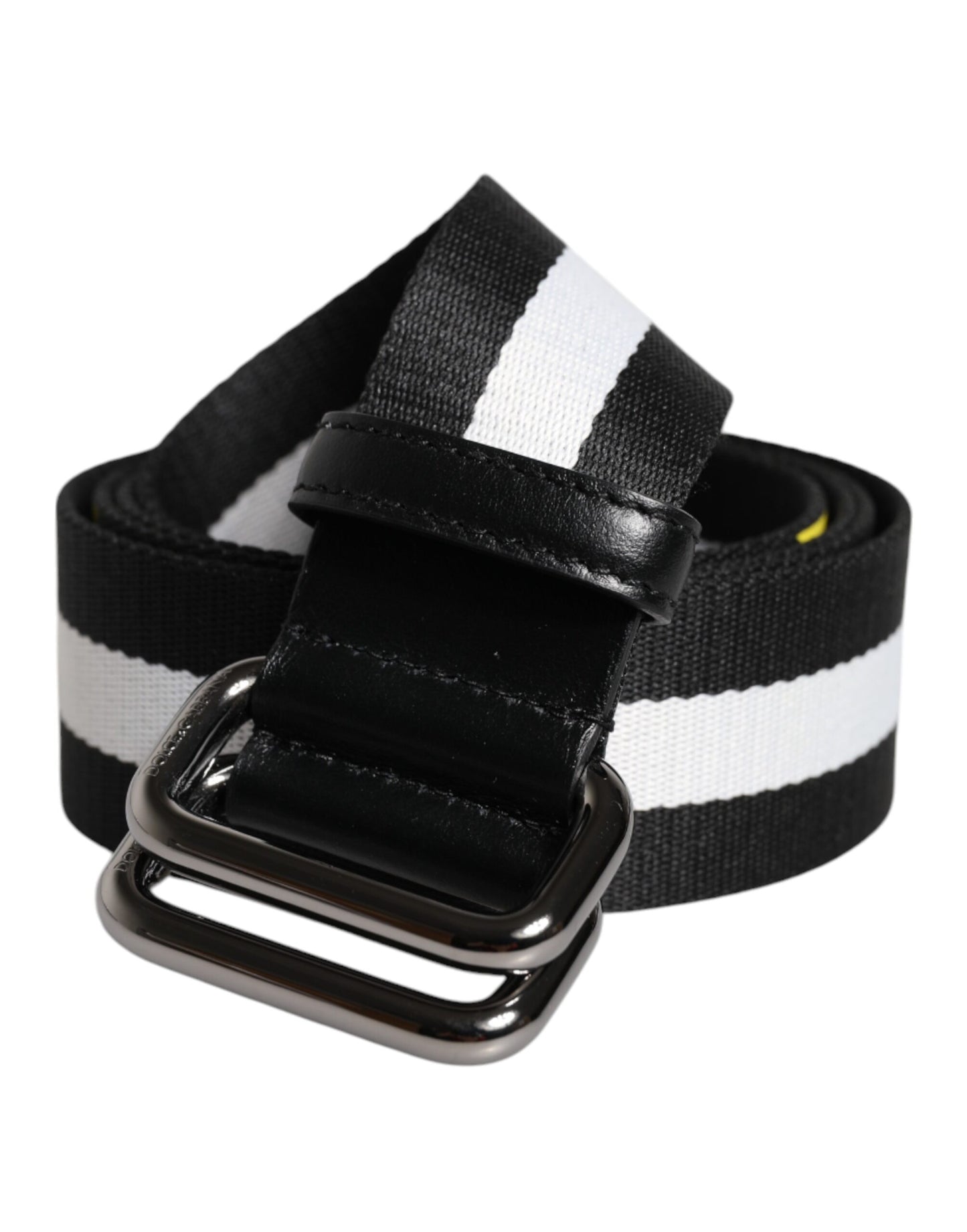 Ceinture à boucle en métal rayée noire et jaune Dolce & Gabbana