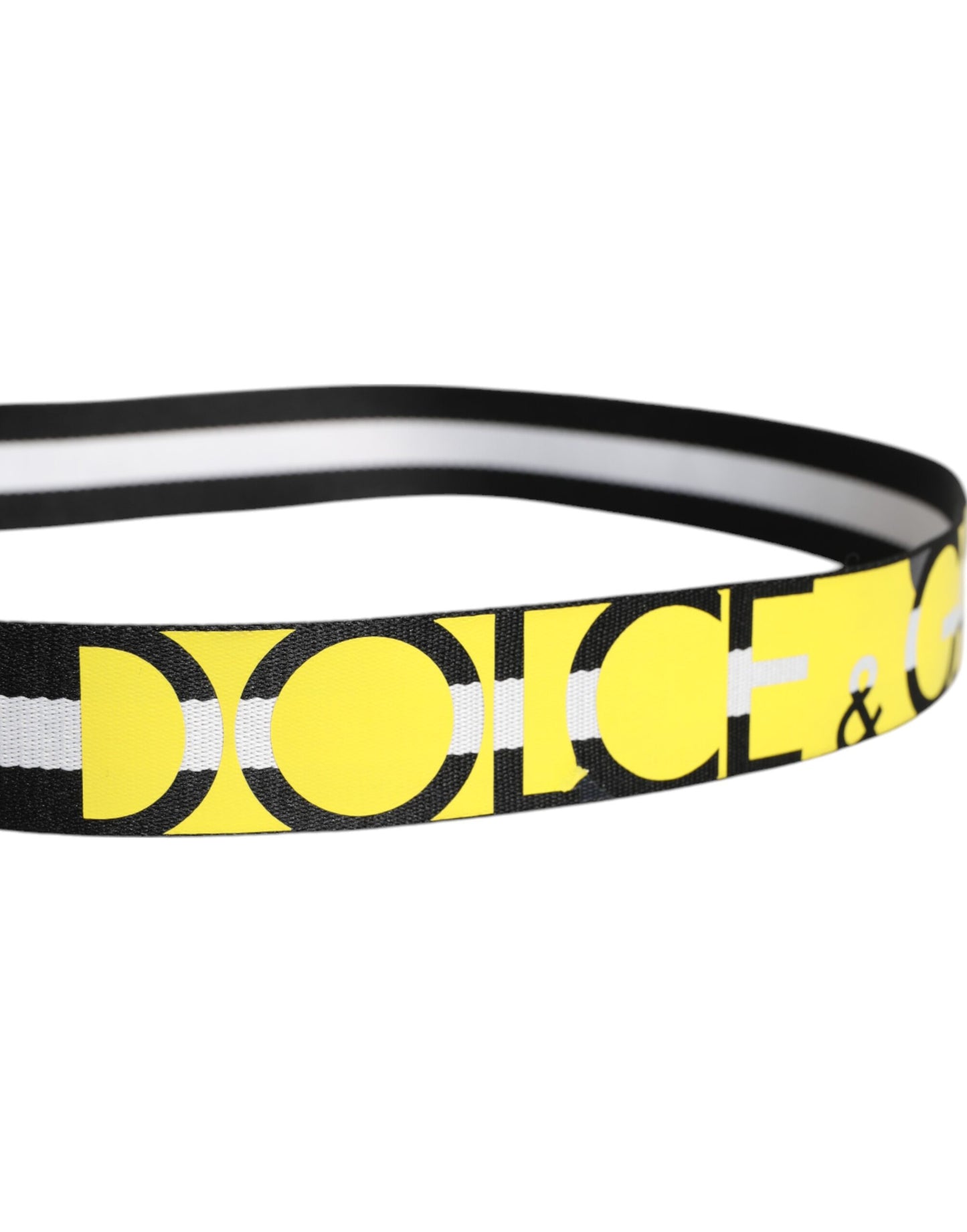 Ceinture à boucle en métal rayée noire et jaune Dolce & Gabbana