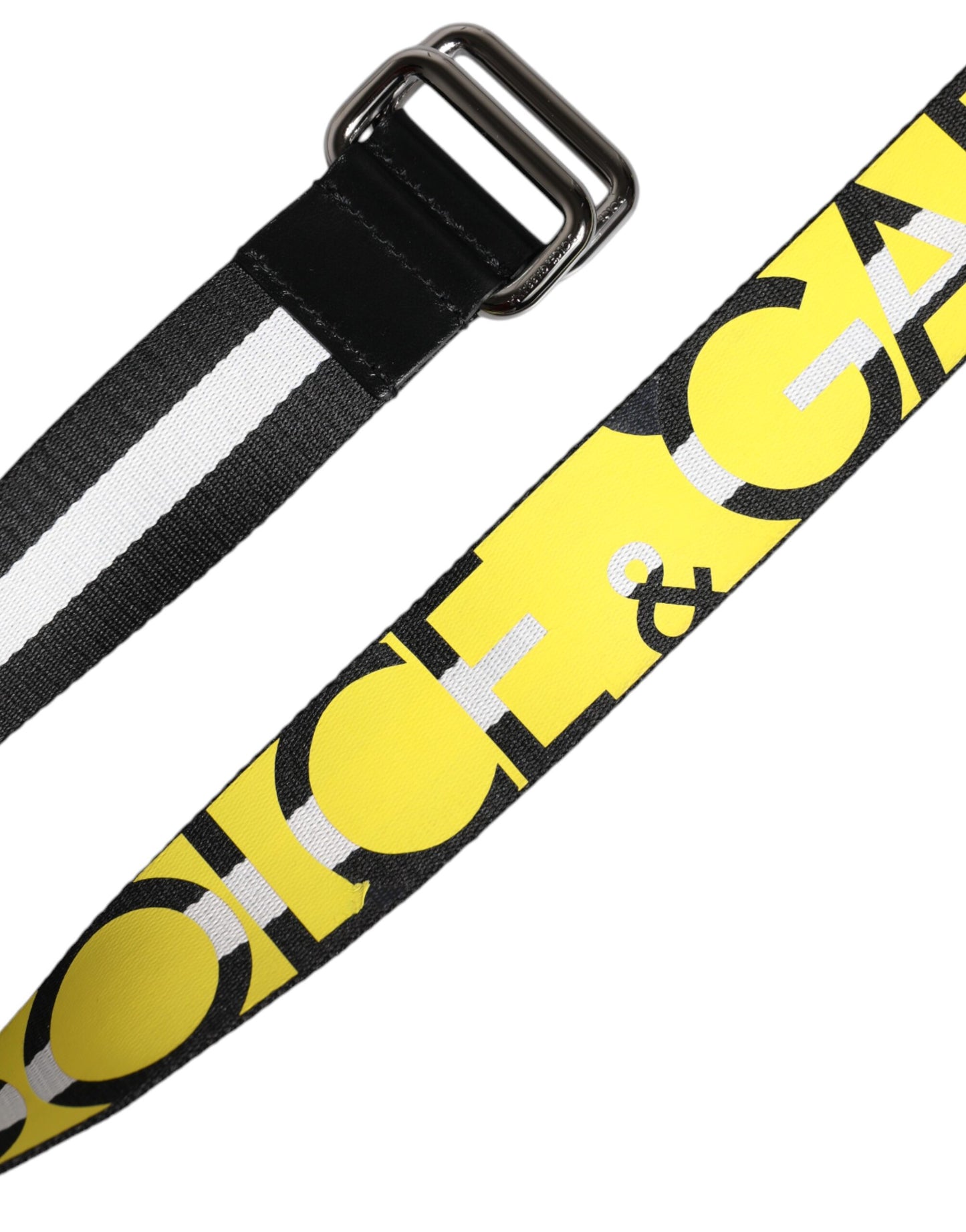 Ceinture à boucle en métal rayée noire et jaune Dolce & Gabbana