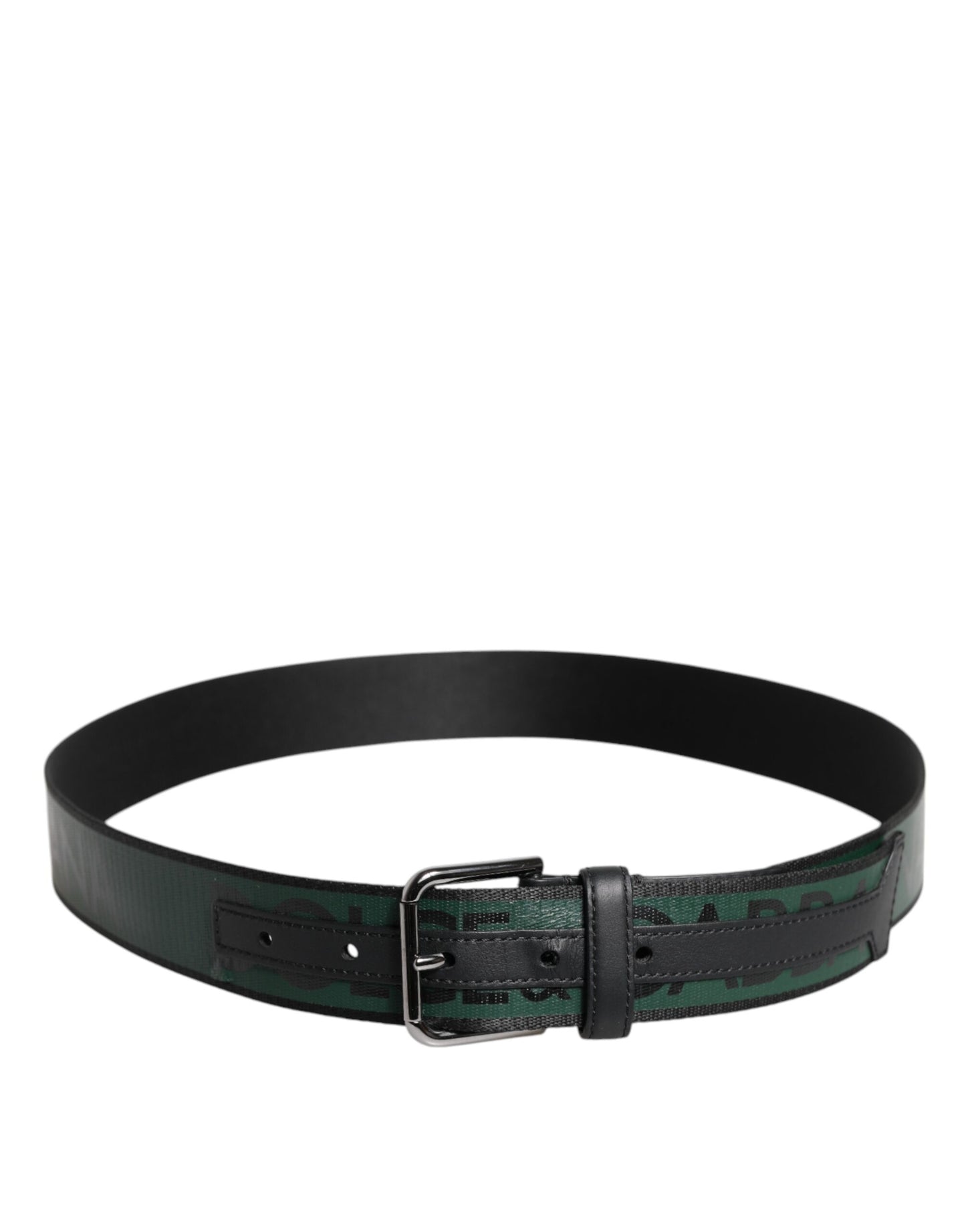 Ceinture classique à boucle en métal Dolce & Gabbana verte et noire avec logo