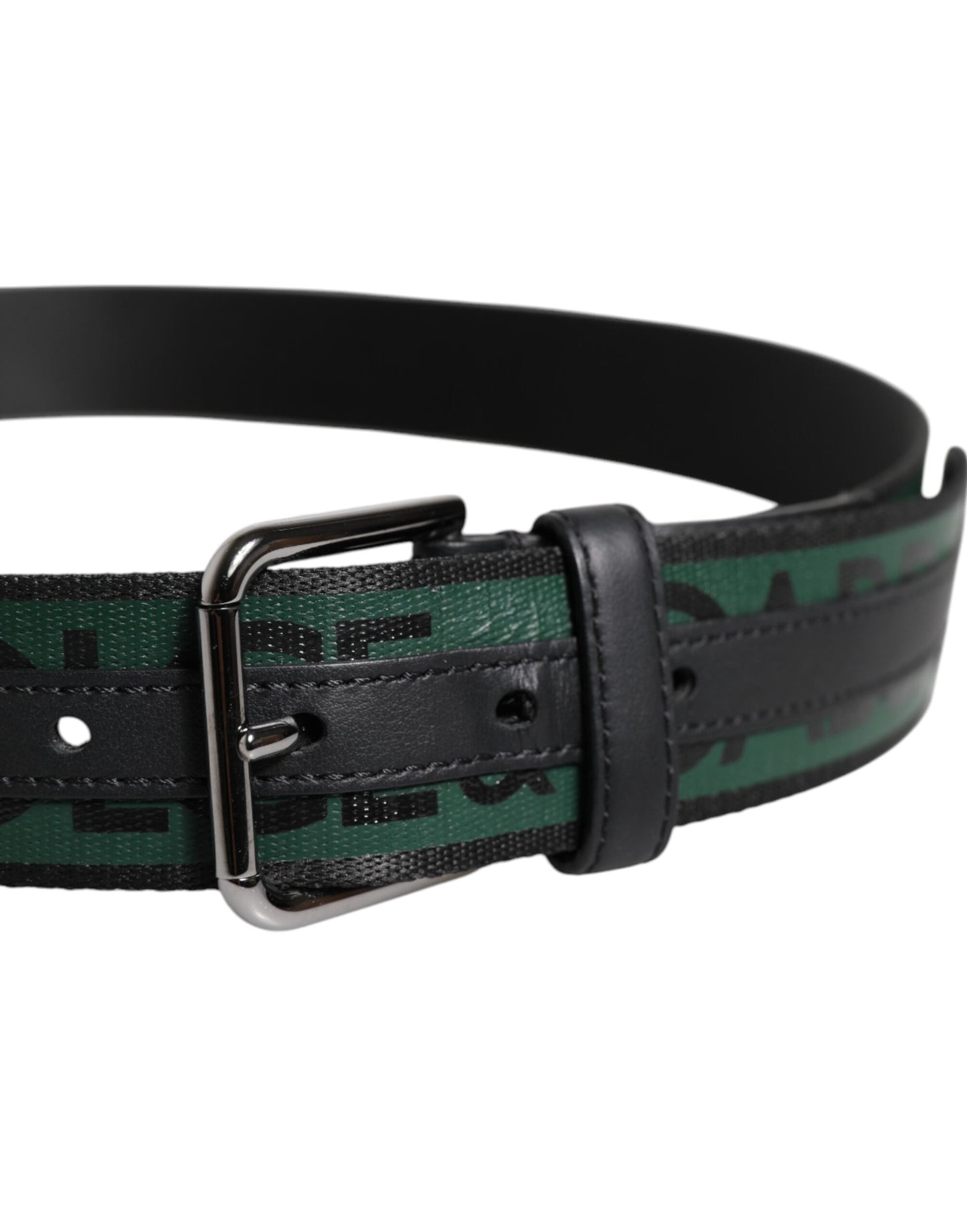 Ceinture classique à boucle en métal Dolce & Gabbana verte et noire avec logo